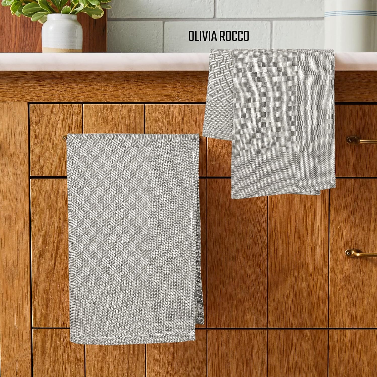 OLIVIA ROCCO Cotton Tea Towels – Pack of 5 Large Quick Dry Dish Cloths