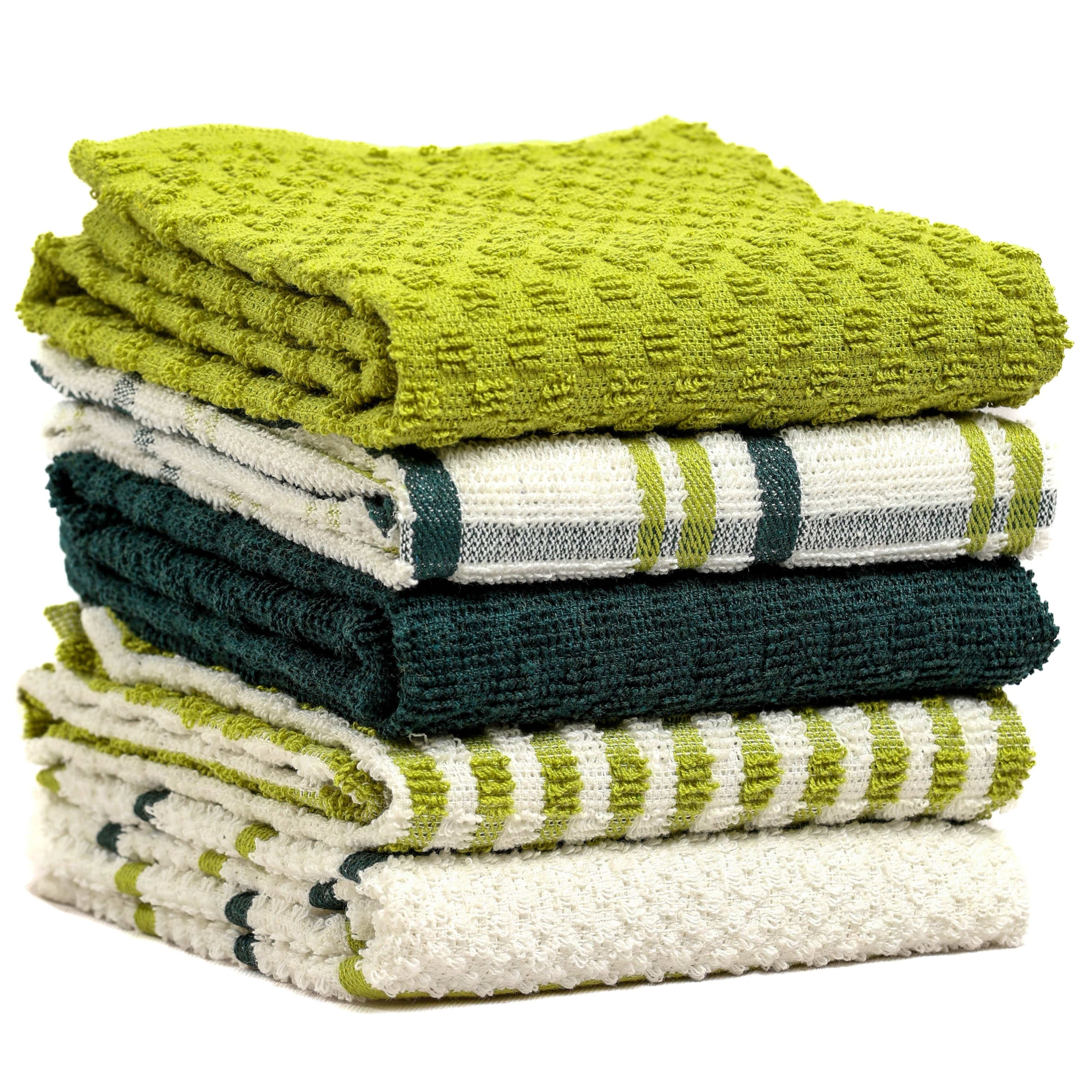 OLIVIA ROCCO Cotton Terry Kitchen Tea Towels - Super Absorbent 5 Pack