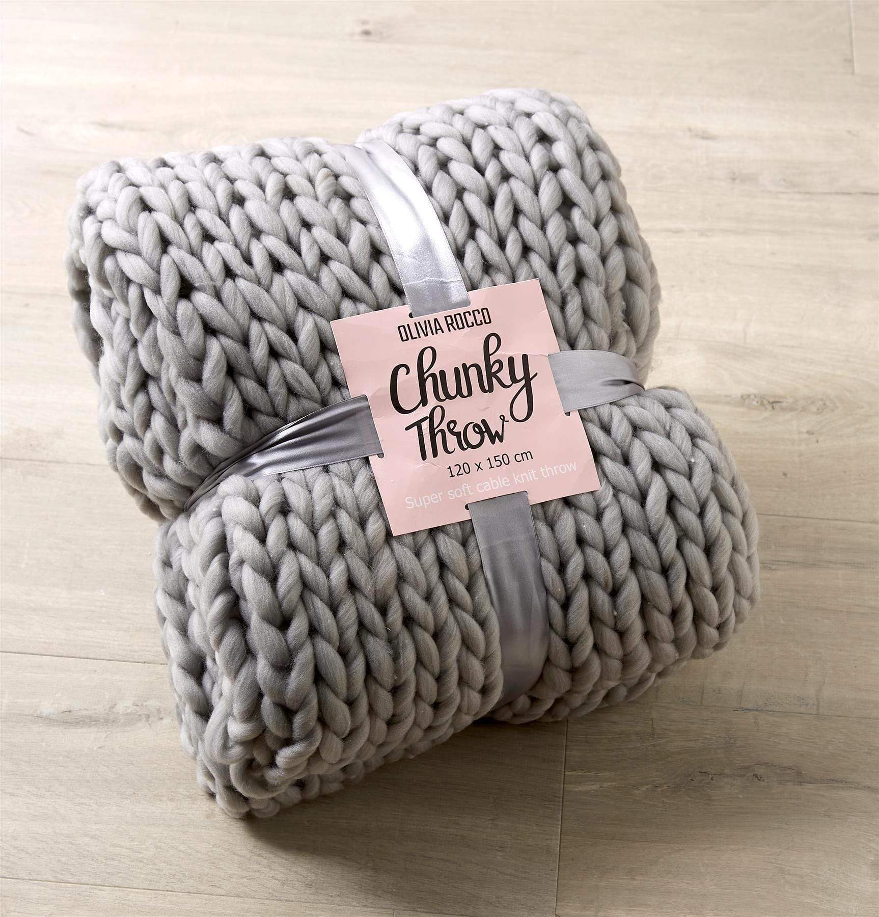 OLIVIA ROCCO Chunky Cable Knit Throw – Oversized Soft Fleece Blanket