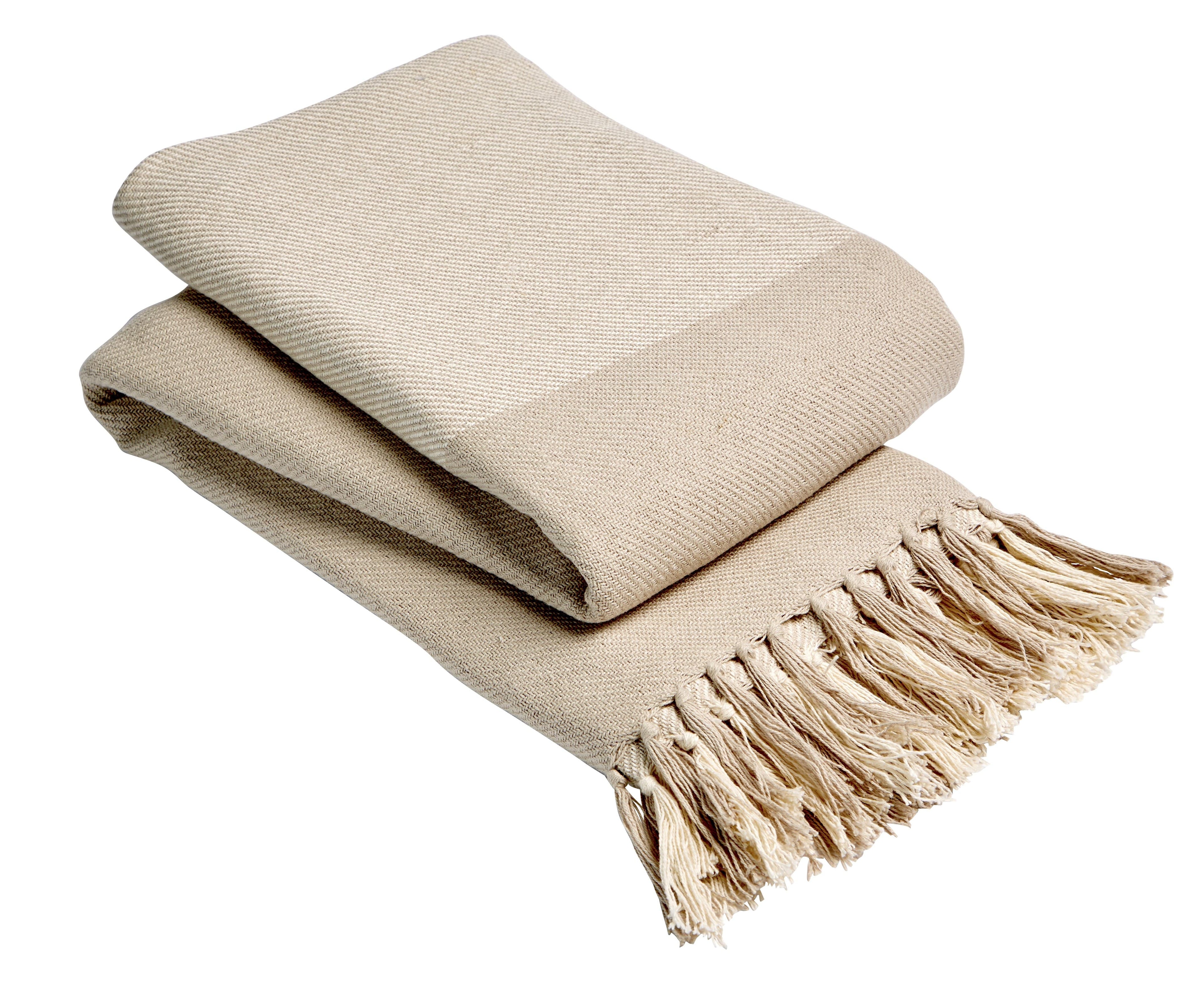 OLIVIA ROCCO Handwoven Large Check Pure Indian Cotton Throw Blanket