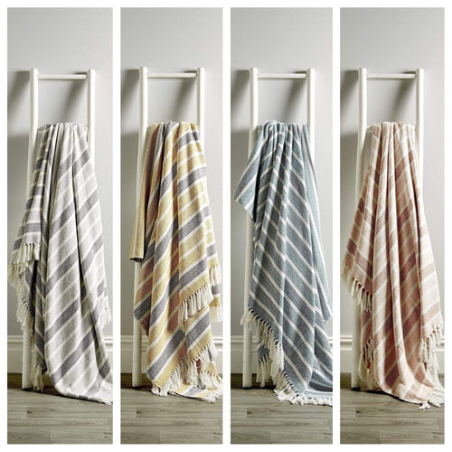OLIVIA ROCCO Zara Handwoven Pure Cotton Throw Blanket with Tassels