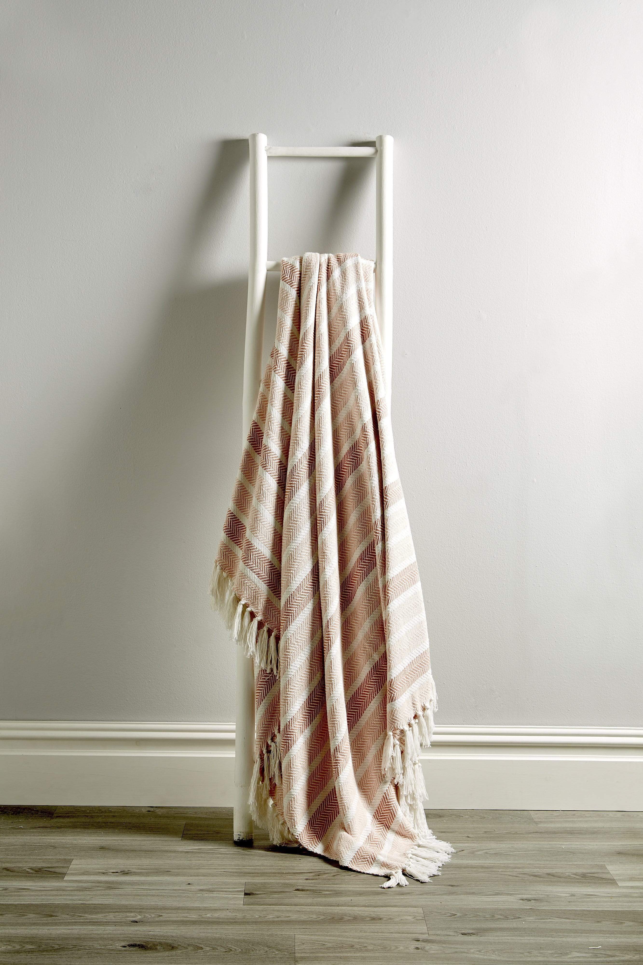 OLIVIA ROCCO Zara Handwoven Pure Cotton Throw Blanket with Tassels