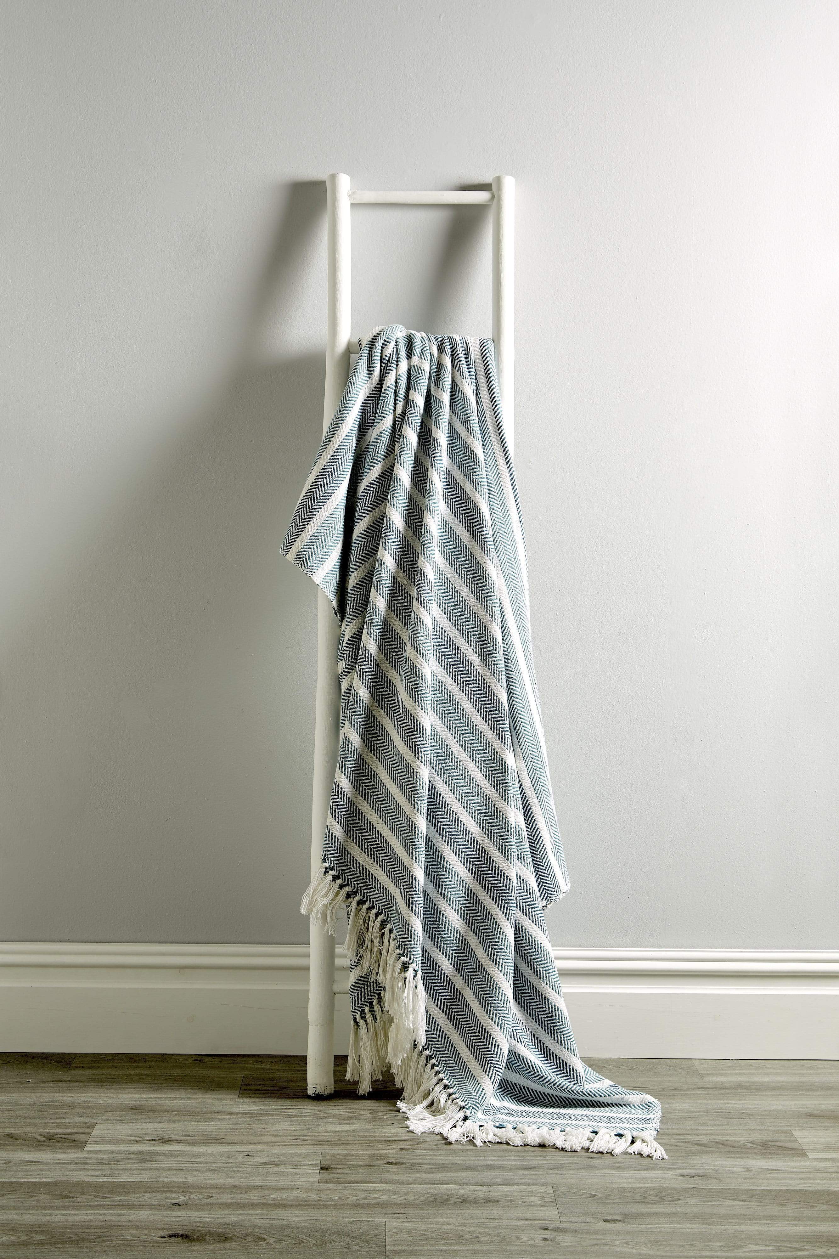 OLIVIA ROCCO Zara Handwoven Pure Cotton Throw Blanket with Tassels