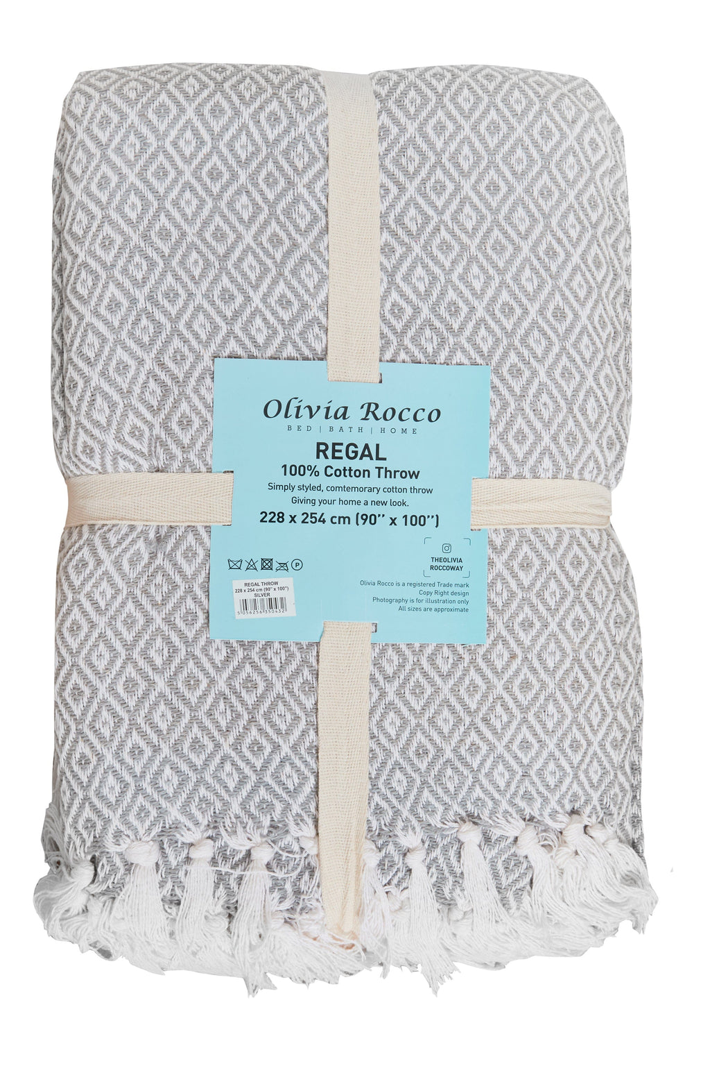 OLIVIA ROCCO Pure Cotton Throw Blanket – Handwoven Geometric Bedspread