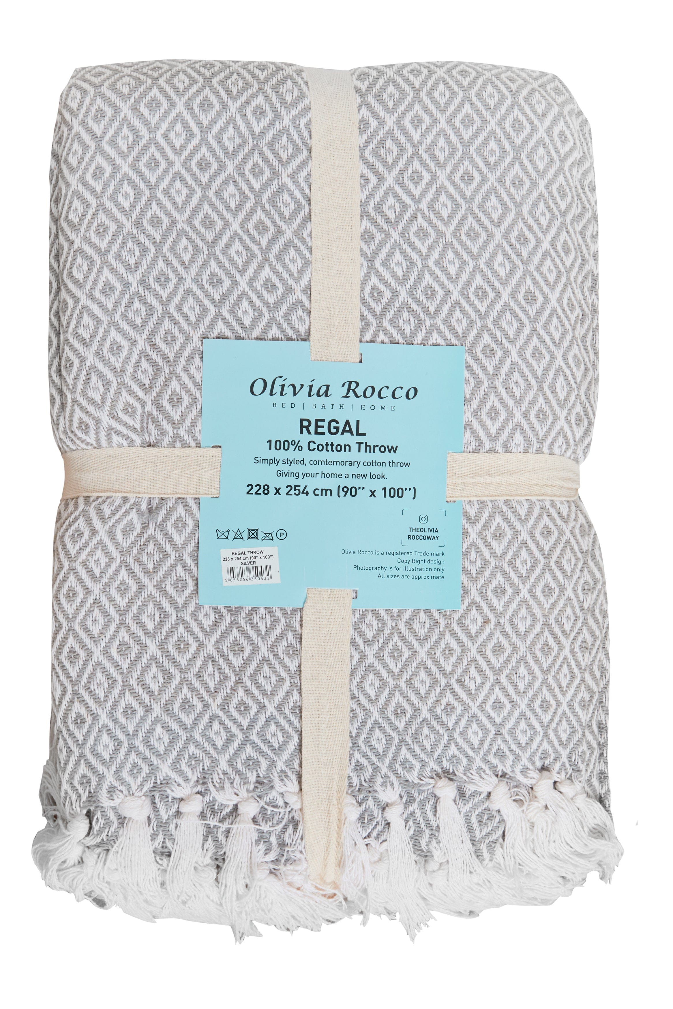 OLIVIA ROCCO Pure Cotton Throw Blanket – Handwoven Geometric Bedspread