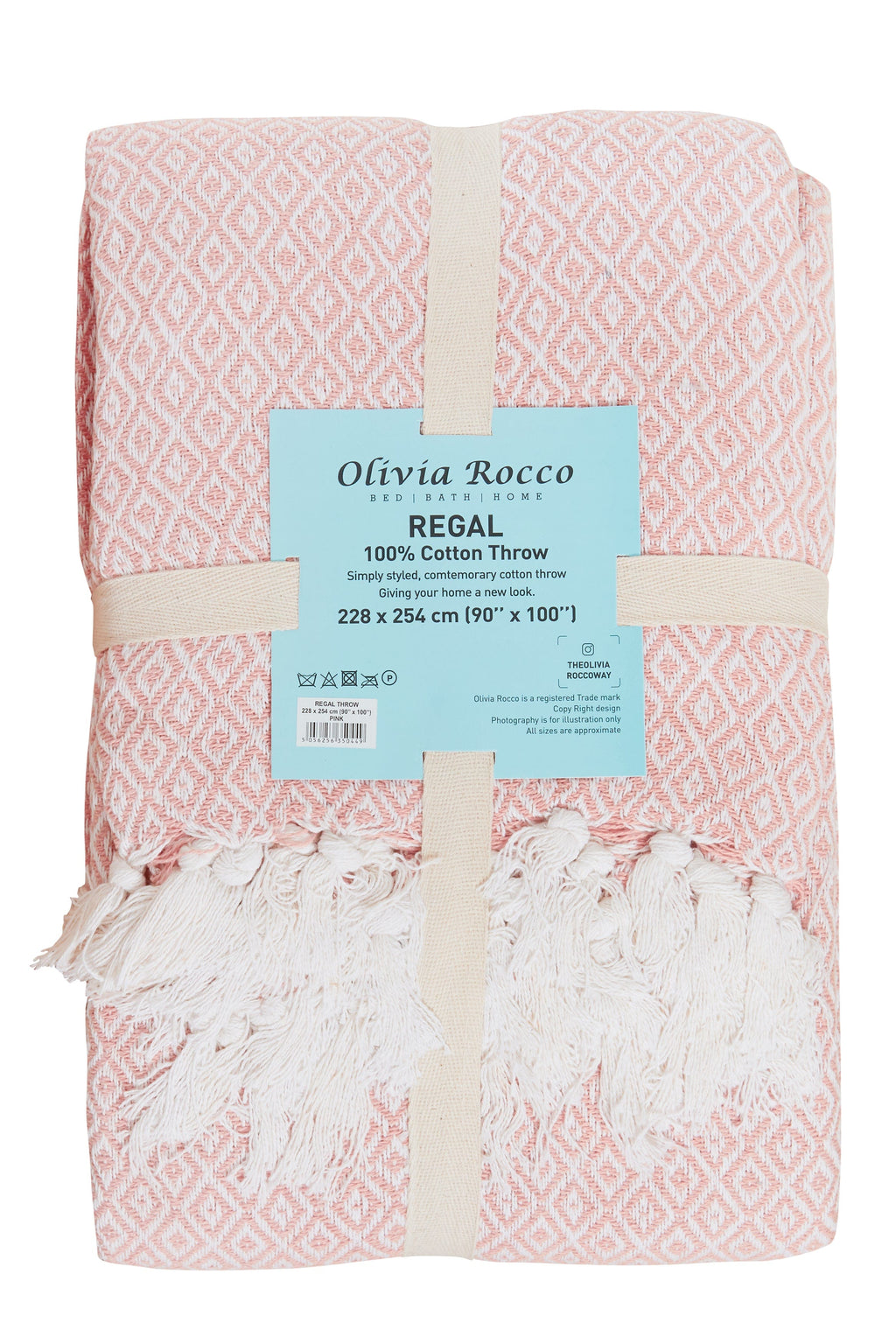 OLIVIA ROCCO Pure Cotton Throw Blanket – Handwoven Geometric Bedspread