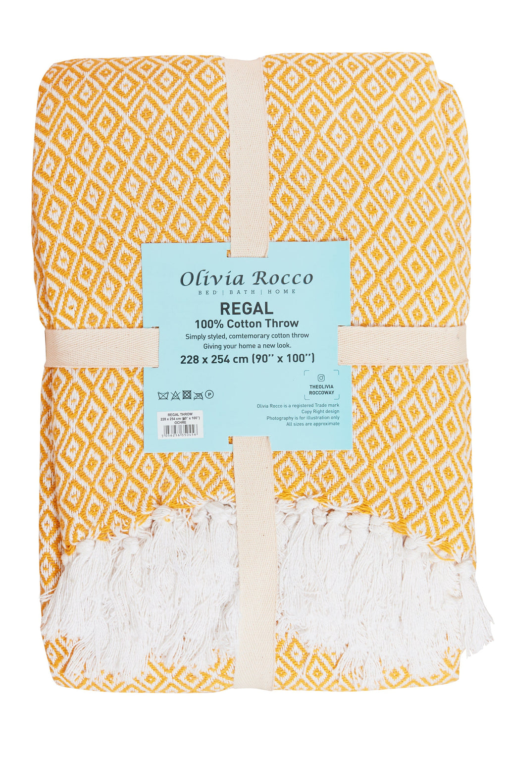 OLIVIA ROCCO Pure Cotton Throw Blanket – Handwoven Geometric Bedspread