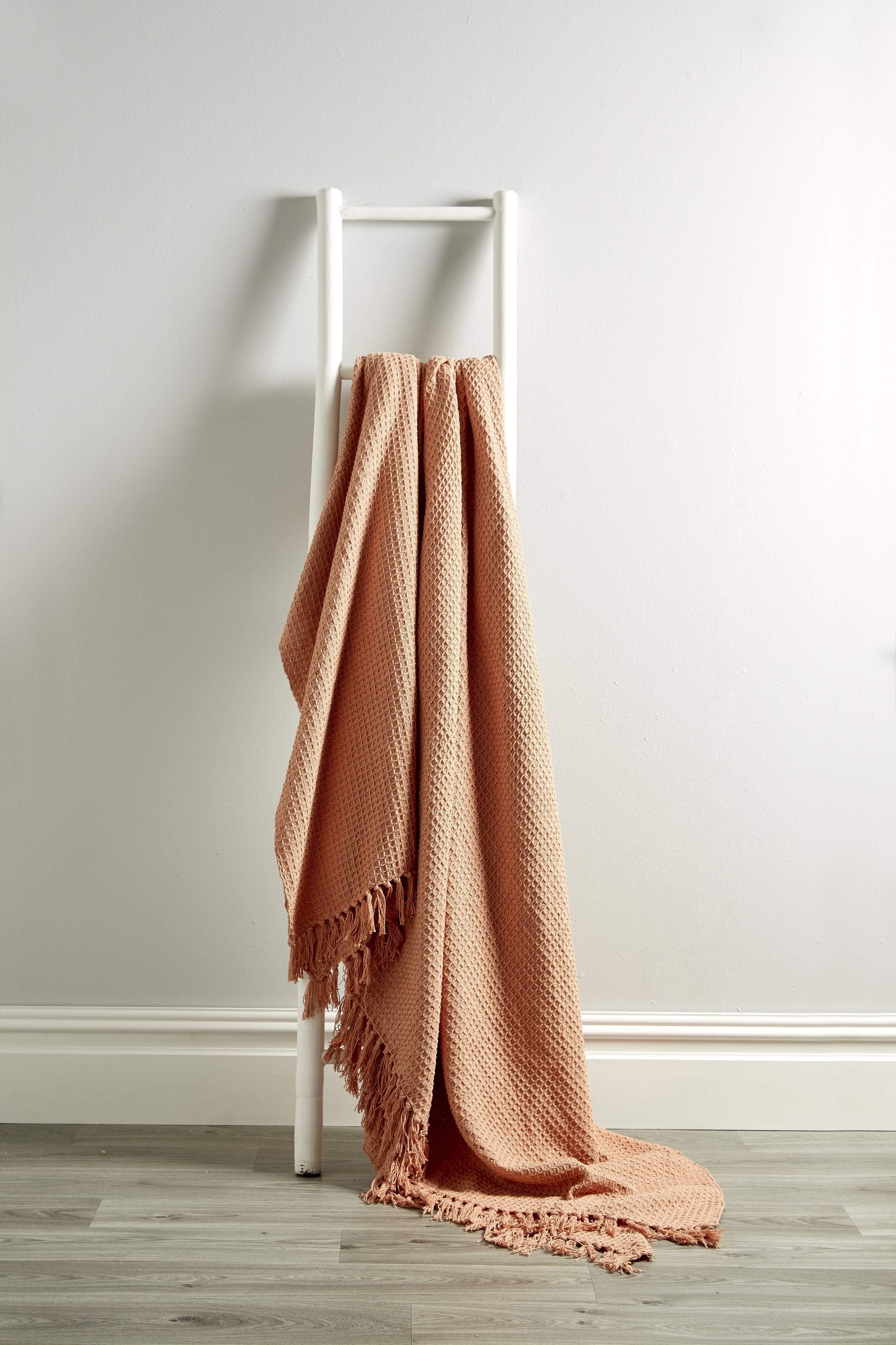 OLIVIA ROCCO Lisbon Honeycomb Throw – 100% Pure Indian Cotton Blanket