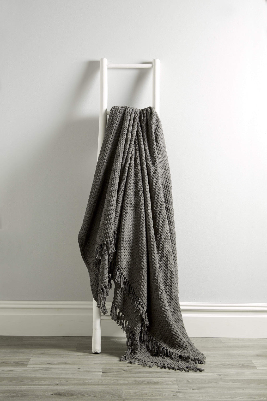 OLIVIA ROCCO Lisbon Honeycomb Throw – 100% Pure Indian Cotton Blanket