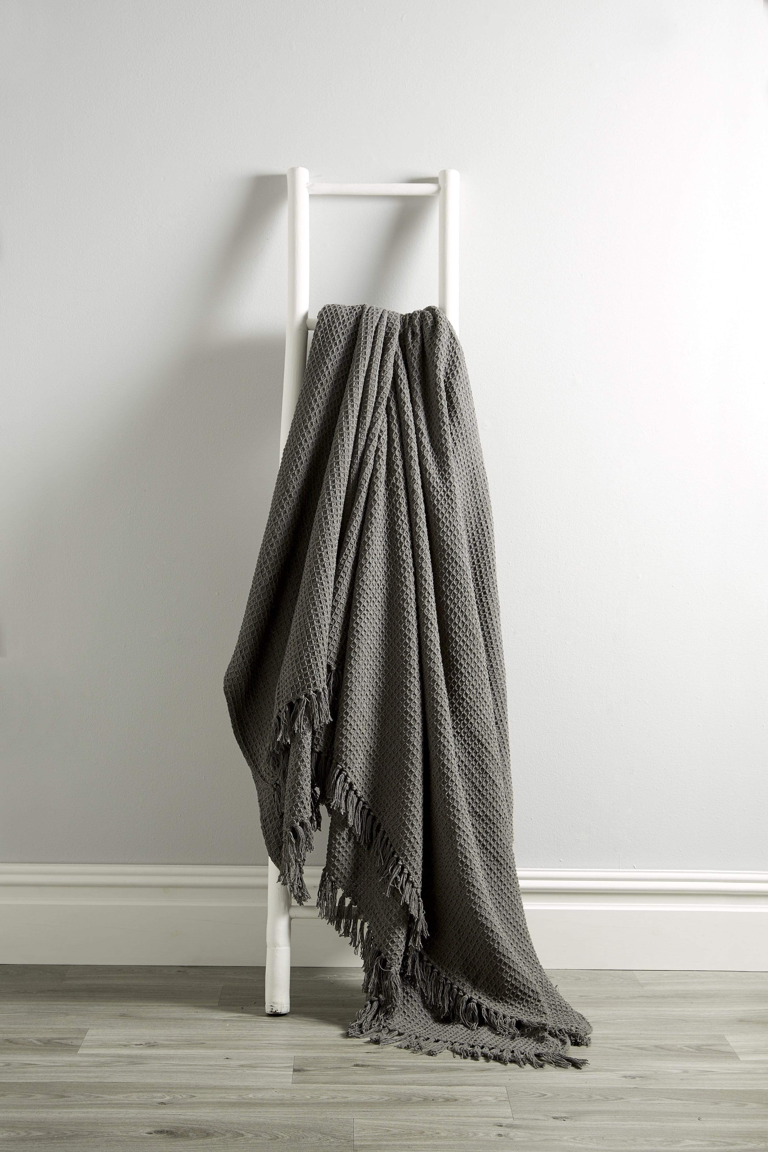 OLIVIA ROCCO Lisbon Honeycomb Throw – 100% Pure Indian Cotton Blanket