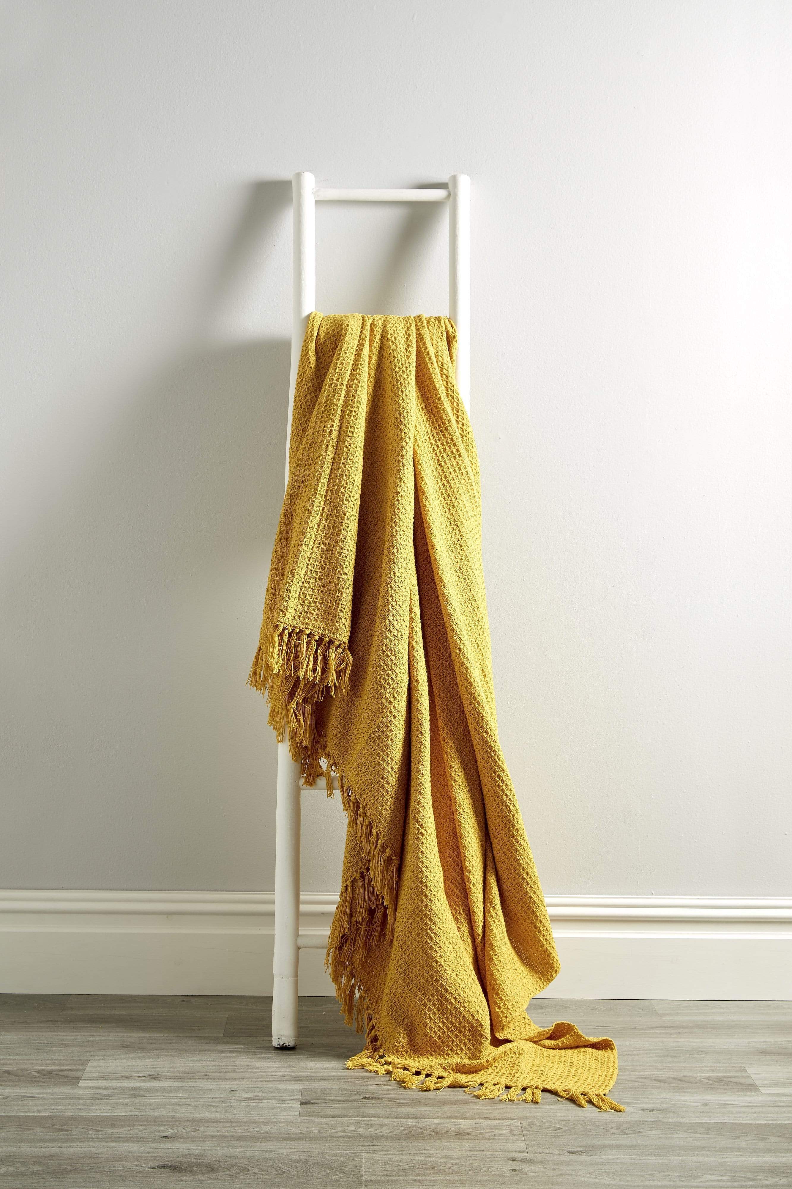 OLIVIA ROCCO Lisbon Honeycomb Throw – 100% Pure Indian Cotton Blanket