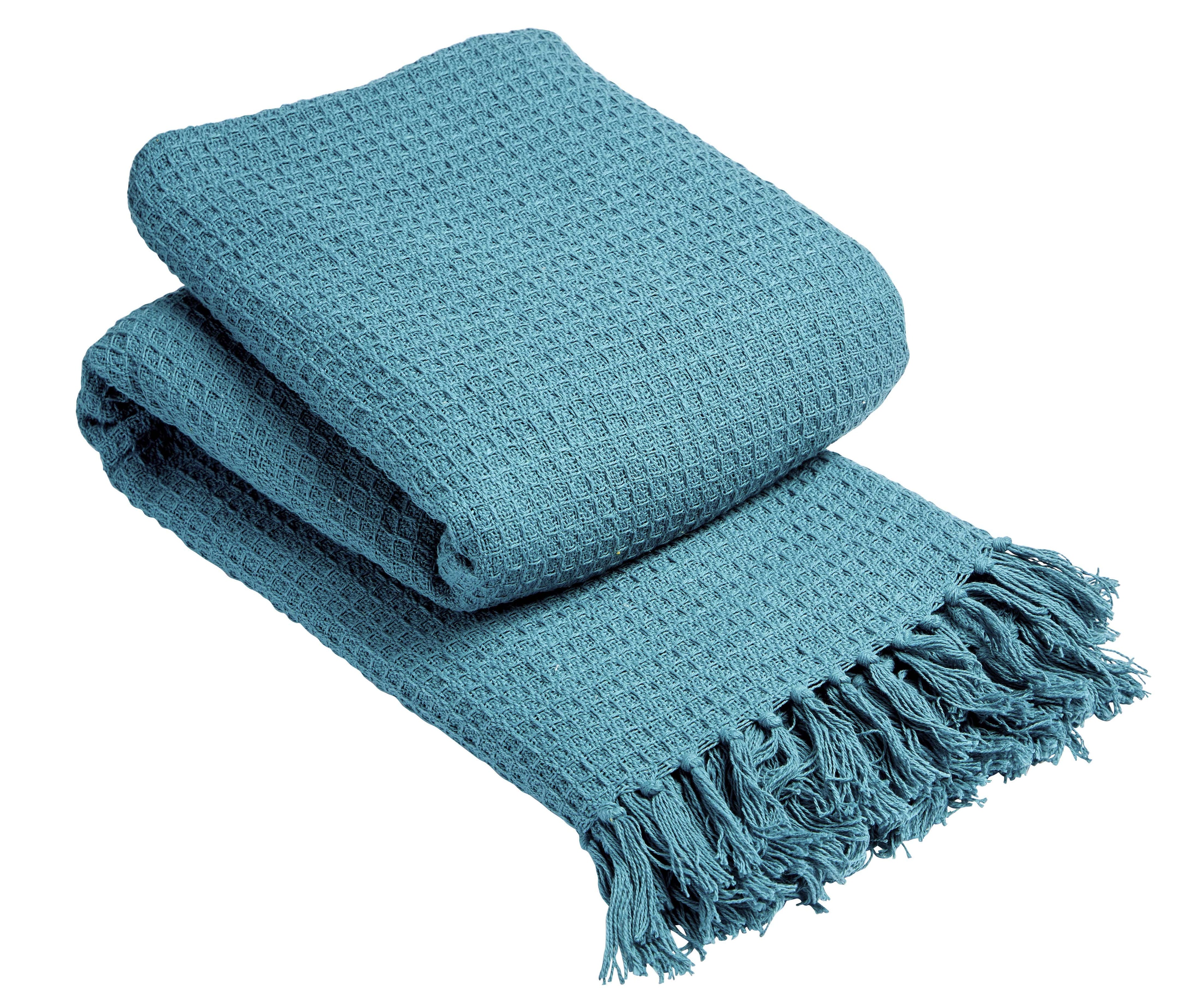 OLIVIA ROCCO Lisbon Honeycomb Throw – 100% Pure Indian Cotton Blanket