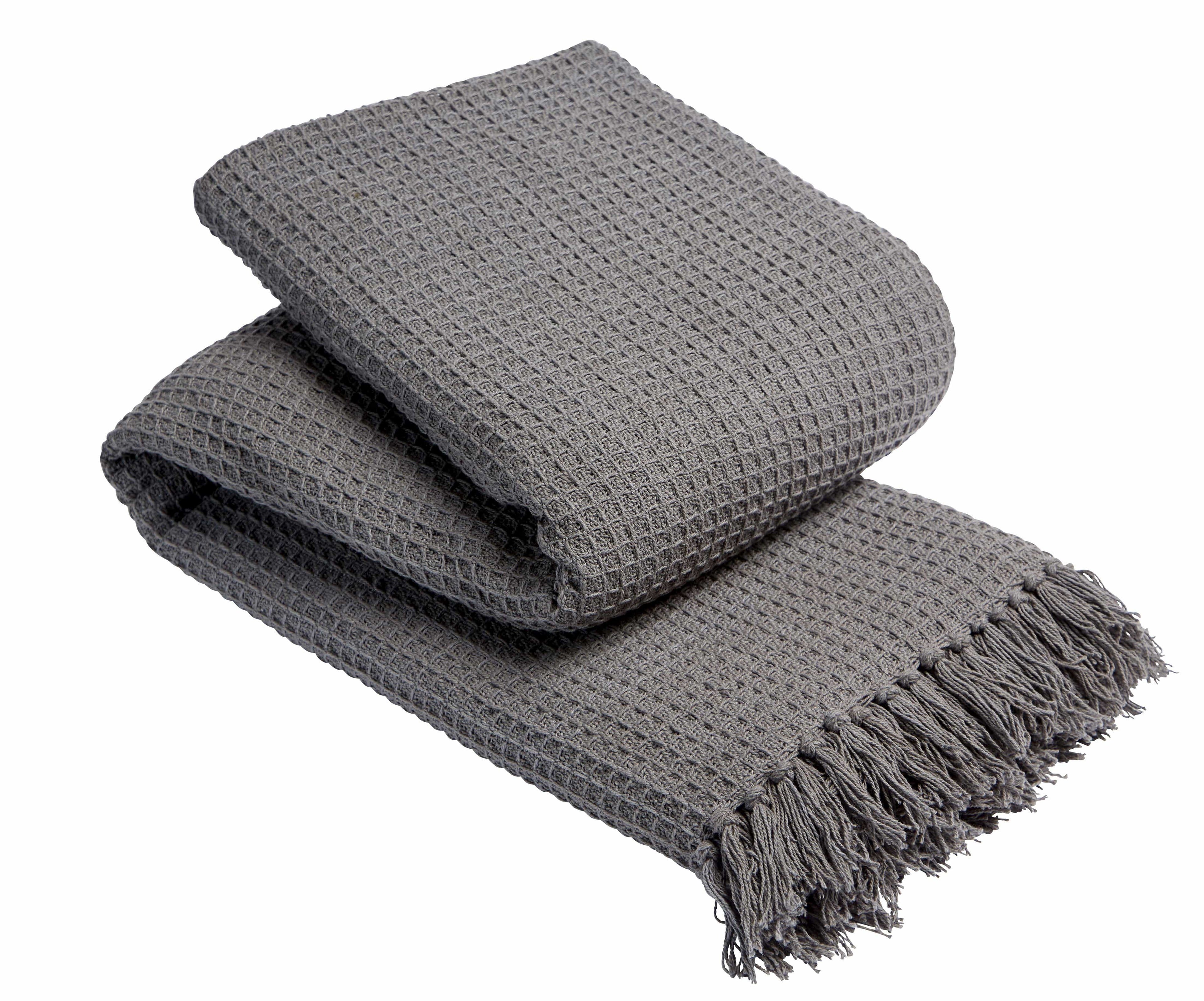 OLIVIA ROCCO Lisbon Honeycomb Throw – 100% Pure Indian Cotton Blanket