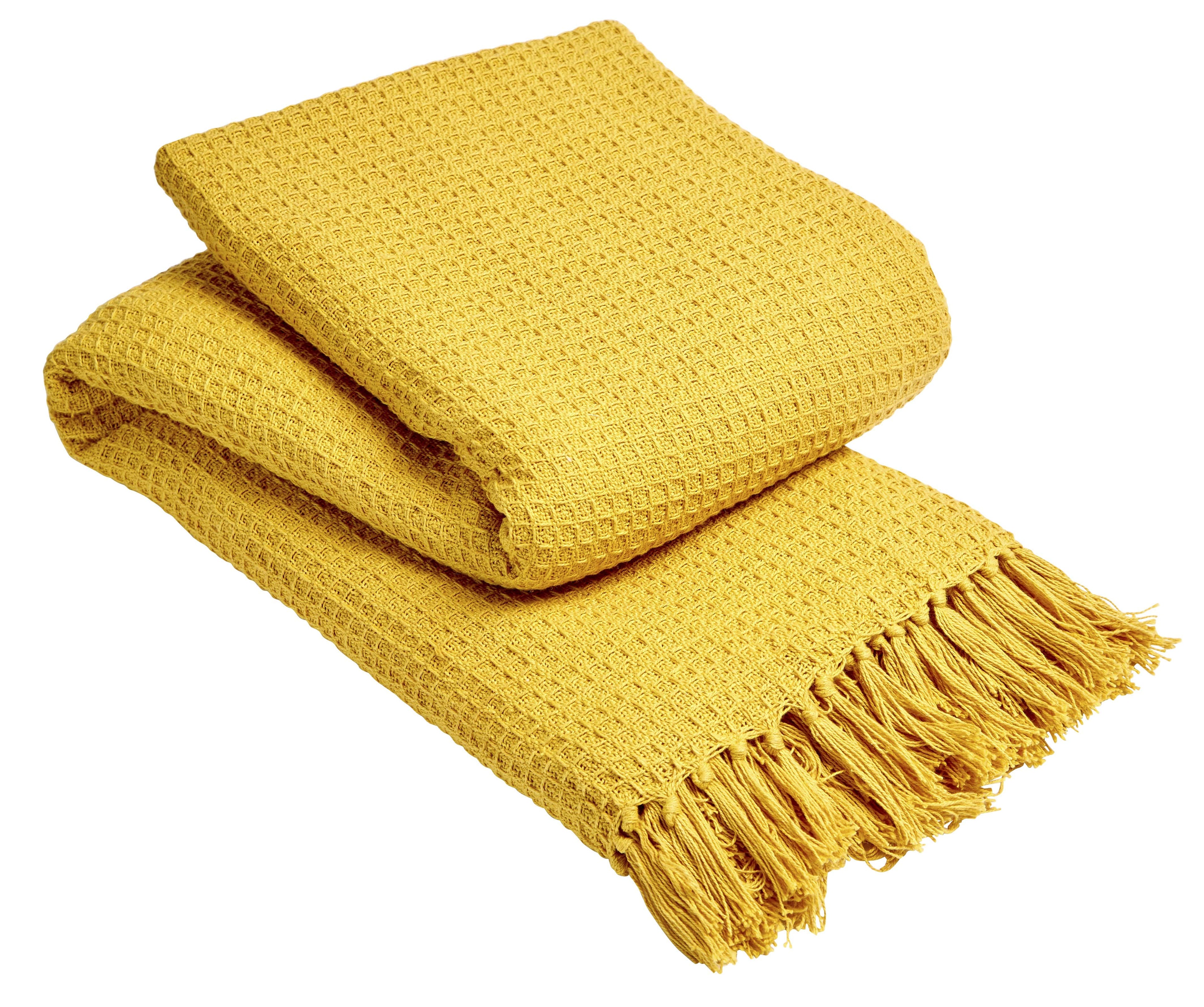 OLIVIA ROCCO Lisbon Honeycomb Throw – 100% Pure Indian Cotton Blanket