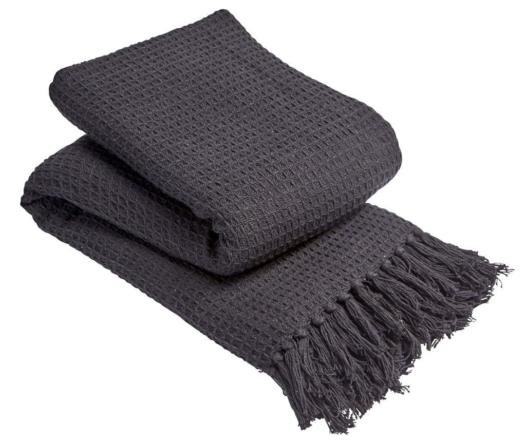 OLIVIA ROCCO Lisbon Honeycomb Throw – 100% Pure Indian Cotton Blanket
