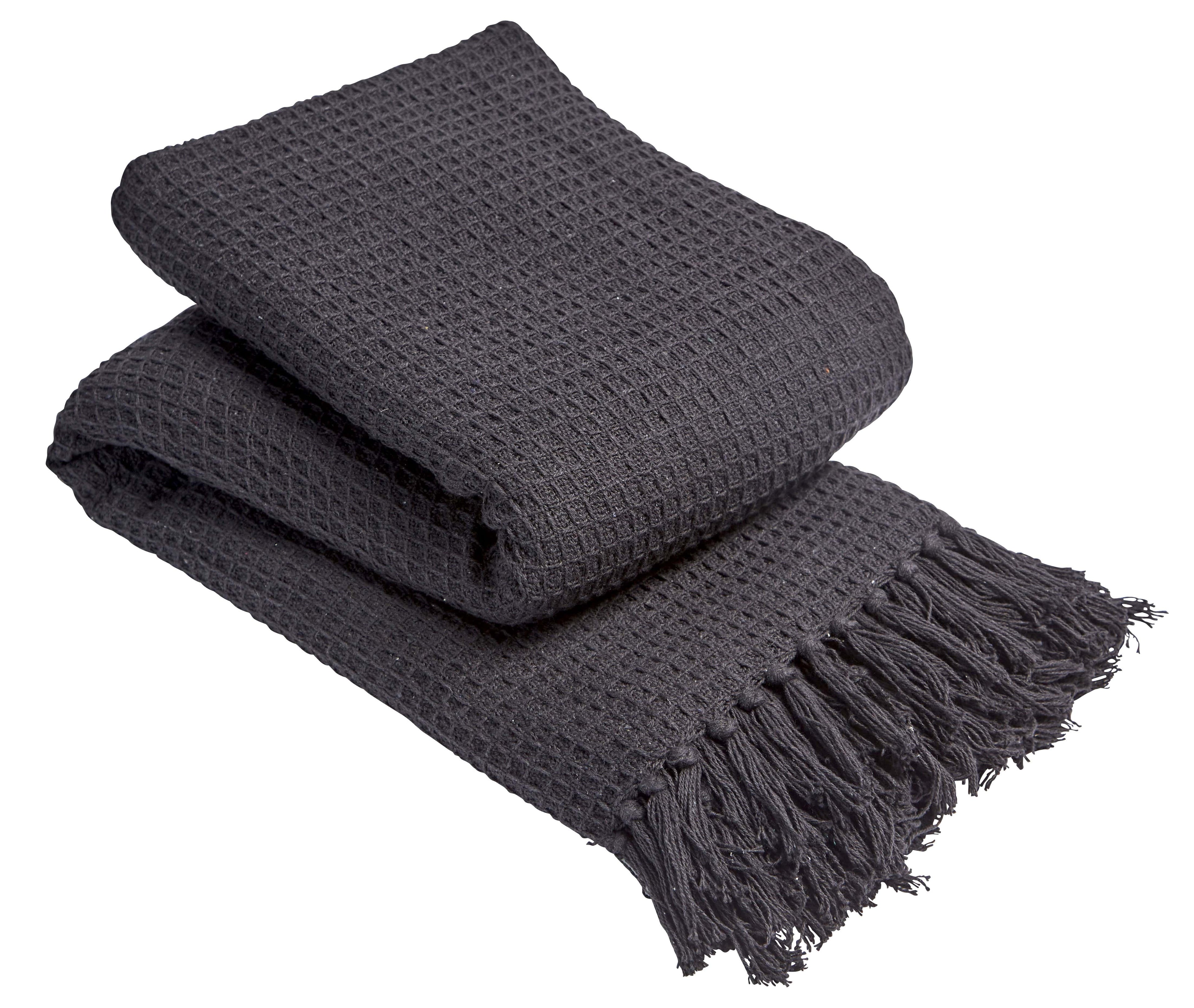 OLIVIA ROCCO Lisbon Honeycomb Throw – 100% Pure Indian Cotton Blanket