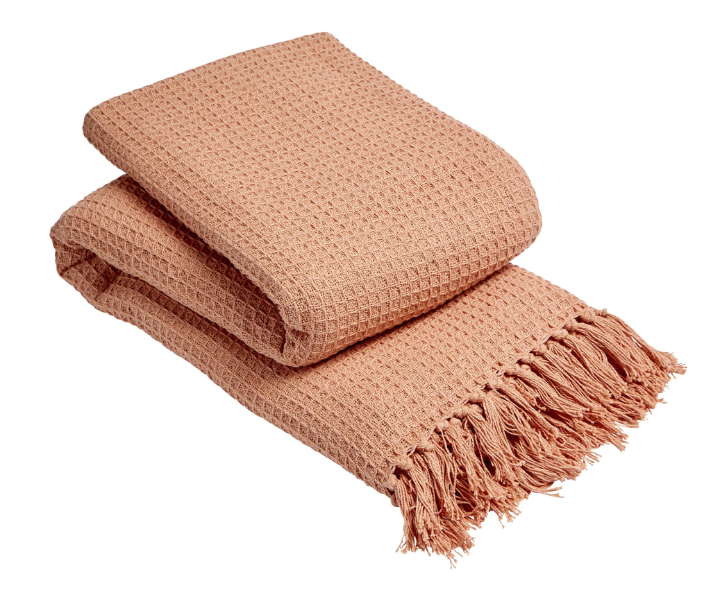 OLIVIA ROCCO Lisbon Honeycomb Throw – 100% Pure Indian Cotton Blanket