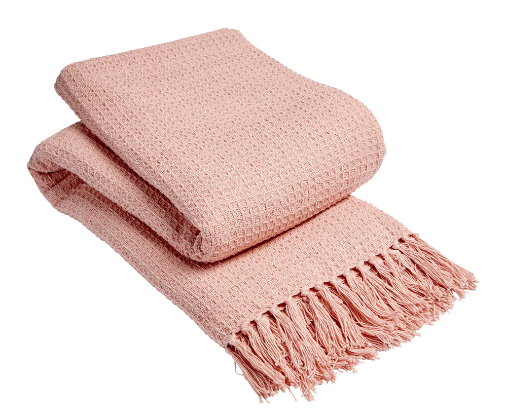 OLIVIA ROCCO Lisbon Honeycomb Throw – 100% Pure Indian Cotton Blanket