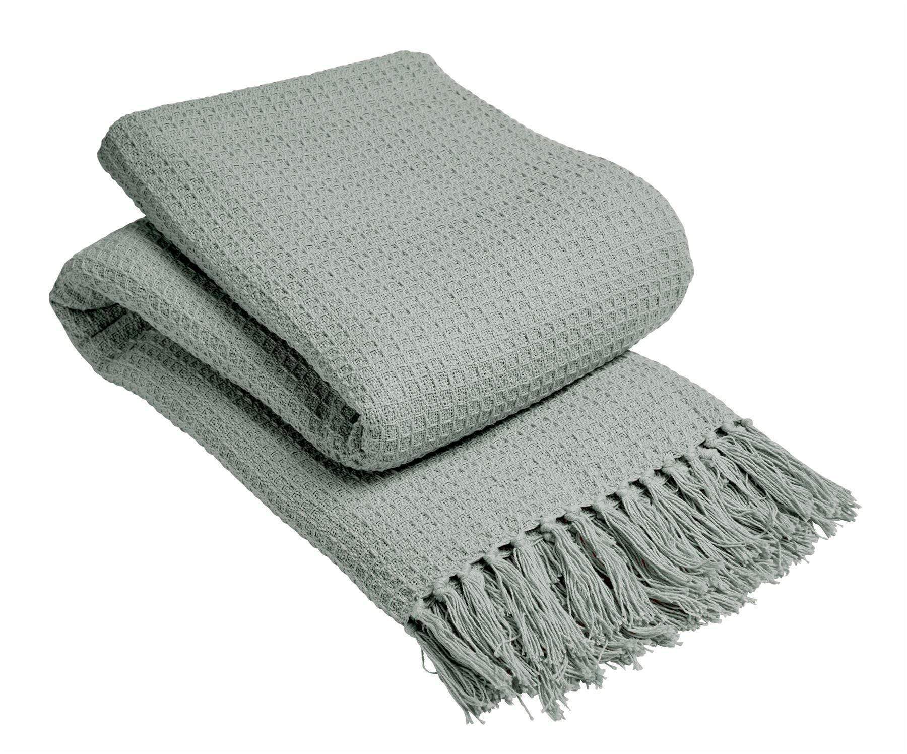 OLIVIA ROCCO Lisbon Honeycomb Throw – 100% Pure Indian Cotton Blanket