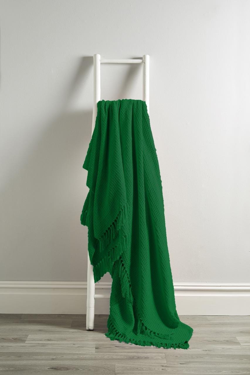 OLIVIA ROCCO Lisbon Honeycomb Throw – 100% Pure Indian Cotton Blanket