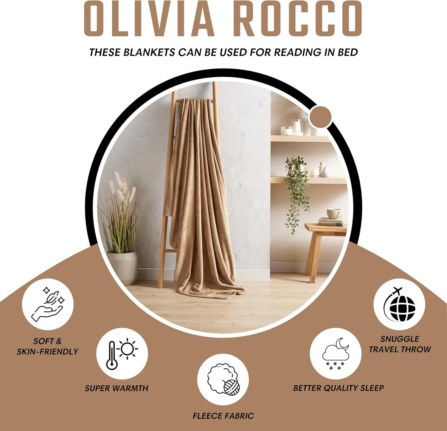 OLIVIA ROCCO Flannel Fleece Throw Blanket – Ultra Soft Microfiber Bed Throw