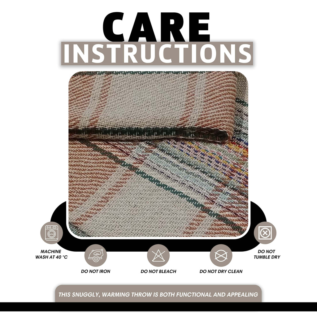 OLIVIA ROCCO Recycled Cotton Picnic Blanket – Check Stripe 130 x 150 cm