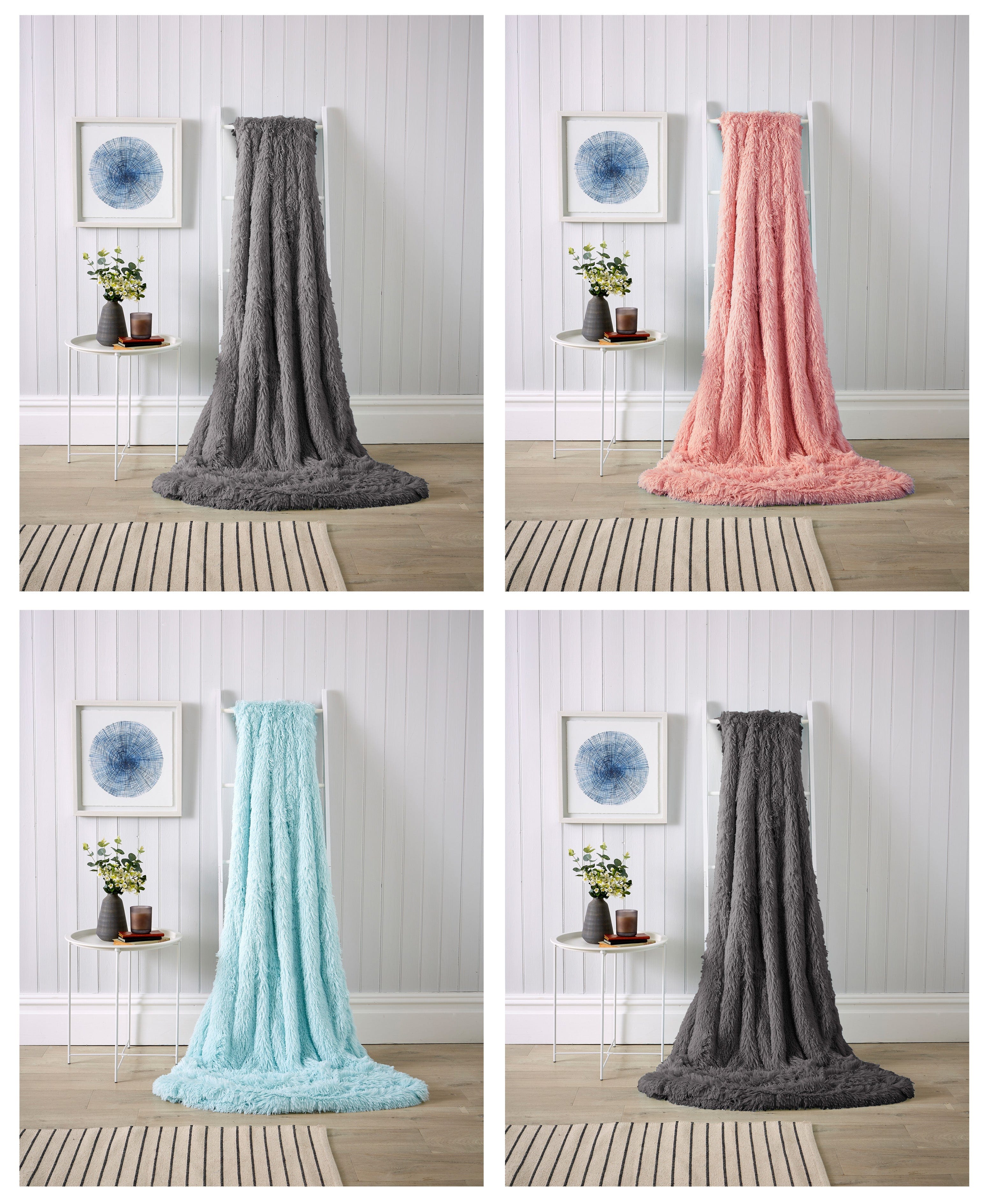 OLIVIA ROCCO Oversized Soft Fleece Blanket – Fluffy Faux Fur Throw