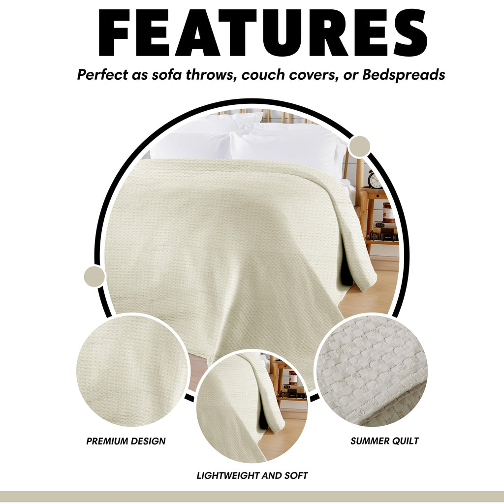 OLIVIA ROCCO Florian Checked Throw Blanket | 100% Cotton Bedspread