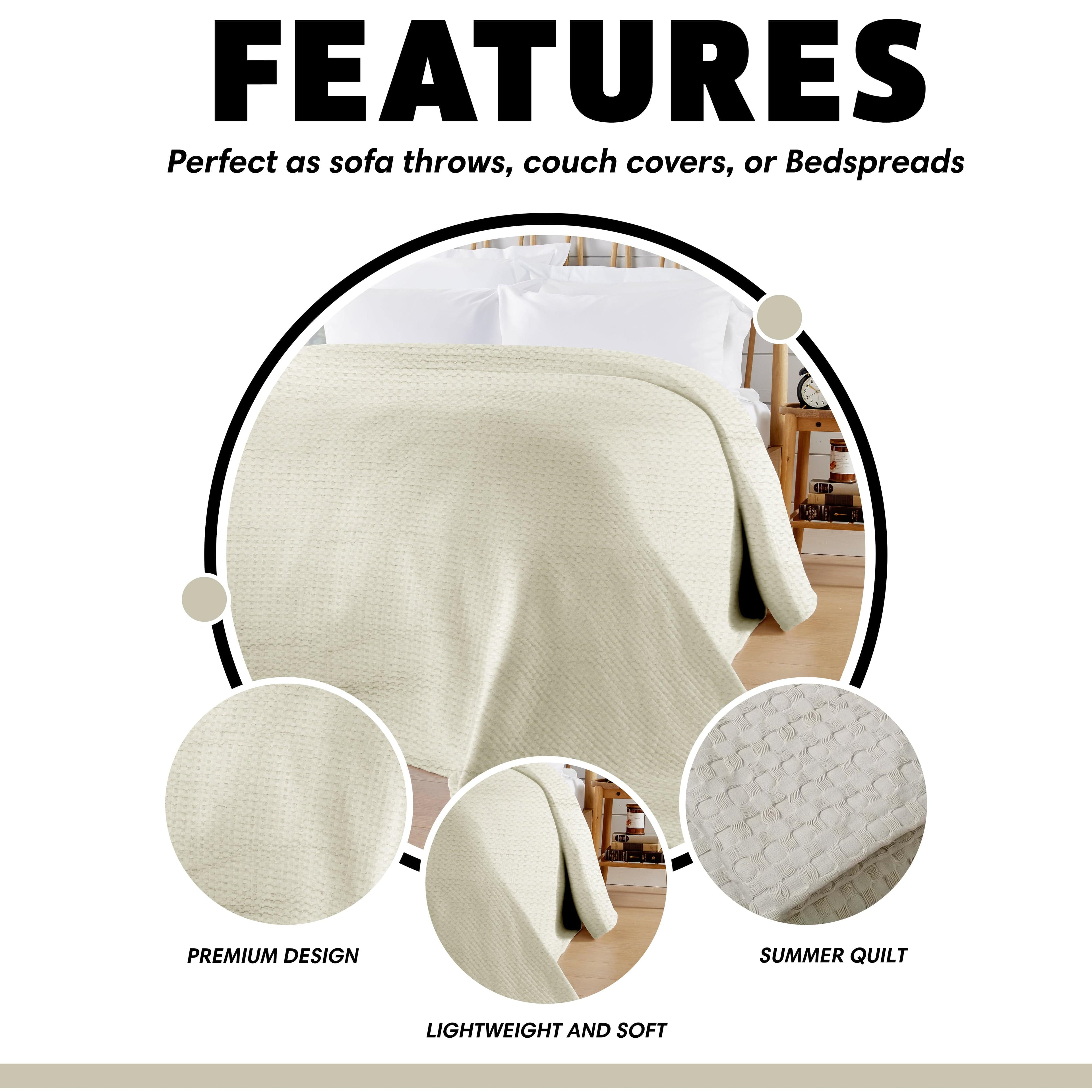 OLIVIA ROCCO Florian Checked Throw Blanket | 100% Cotton Bedspread