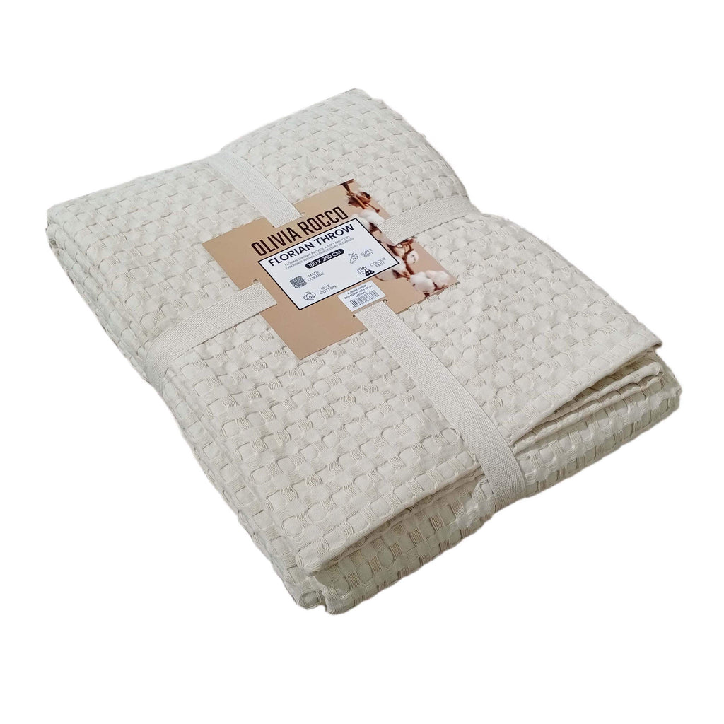 OLIVIA ROCCO Florian Checked Throw Blanket | 100% Cotton Bedspread