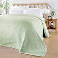 OLIVIA ROCCO Sage Green Checked Throw Blanket – 100% Cotton Bedspread
