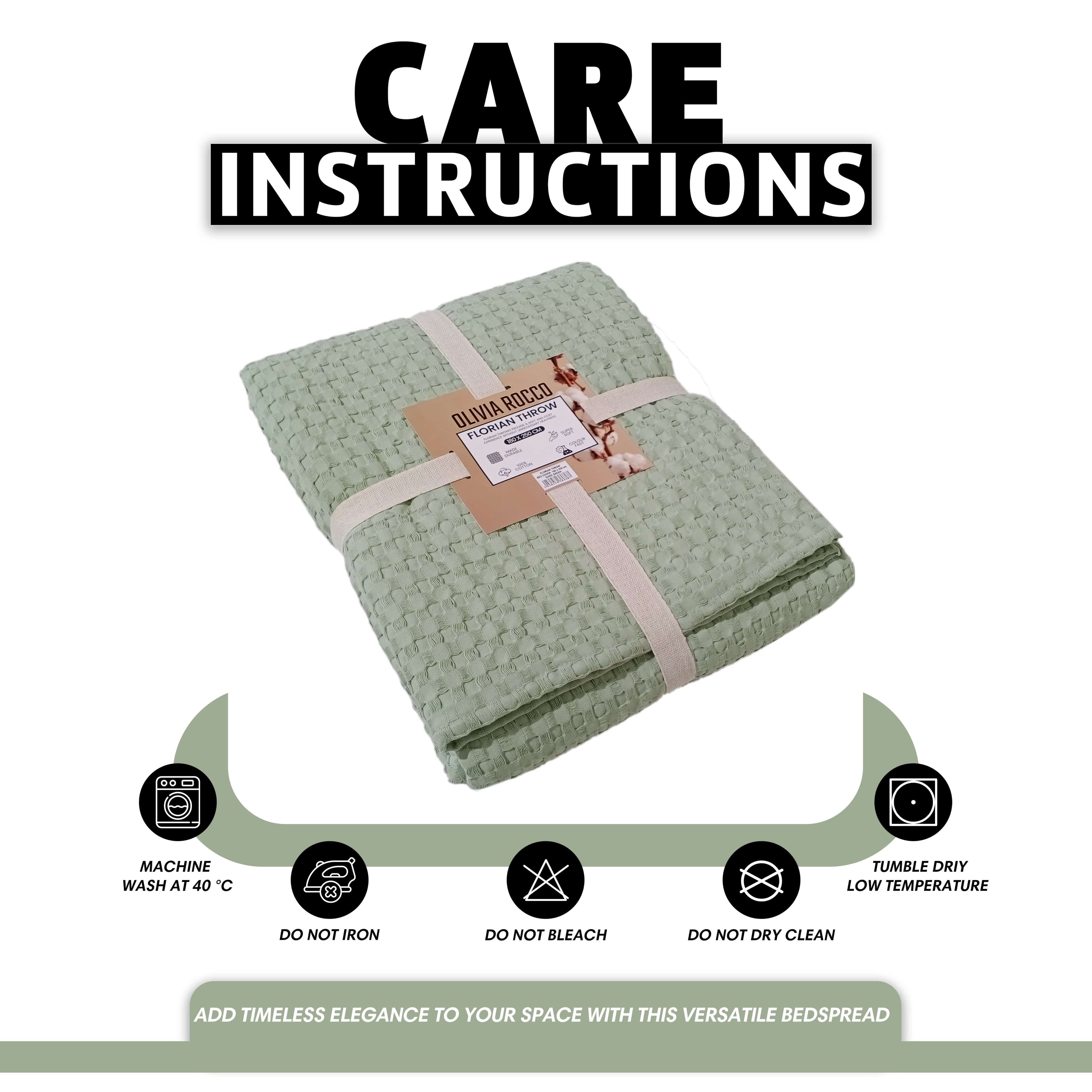OLIVIA ROCCO Sage Green Checked Throw Blanket – 100% Cotton Bedspread