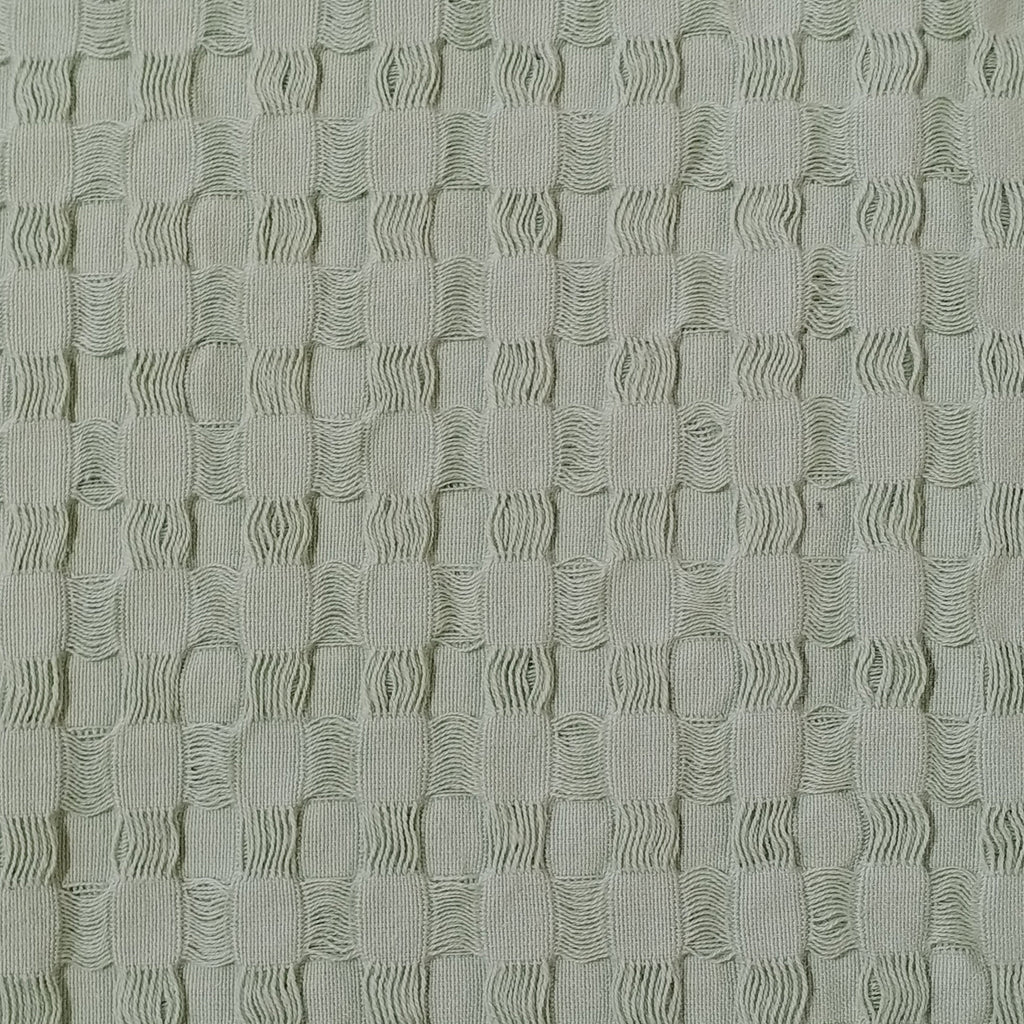 OLIVIA ROCCO Sage Green Checked Throw Blanket – 100% Cotton Bedspread