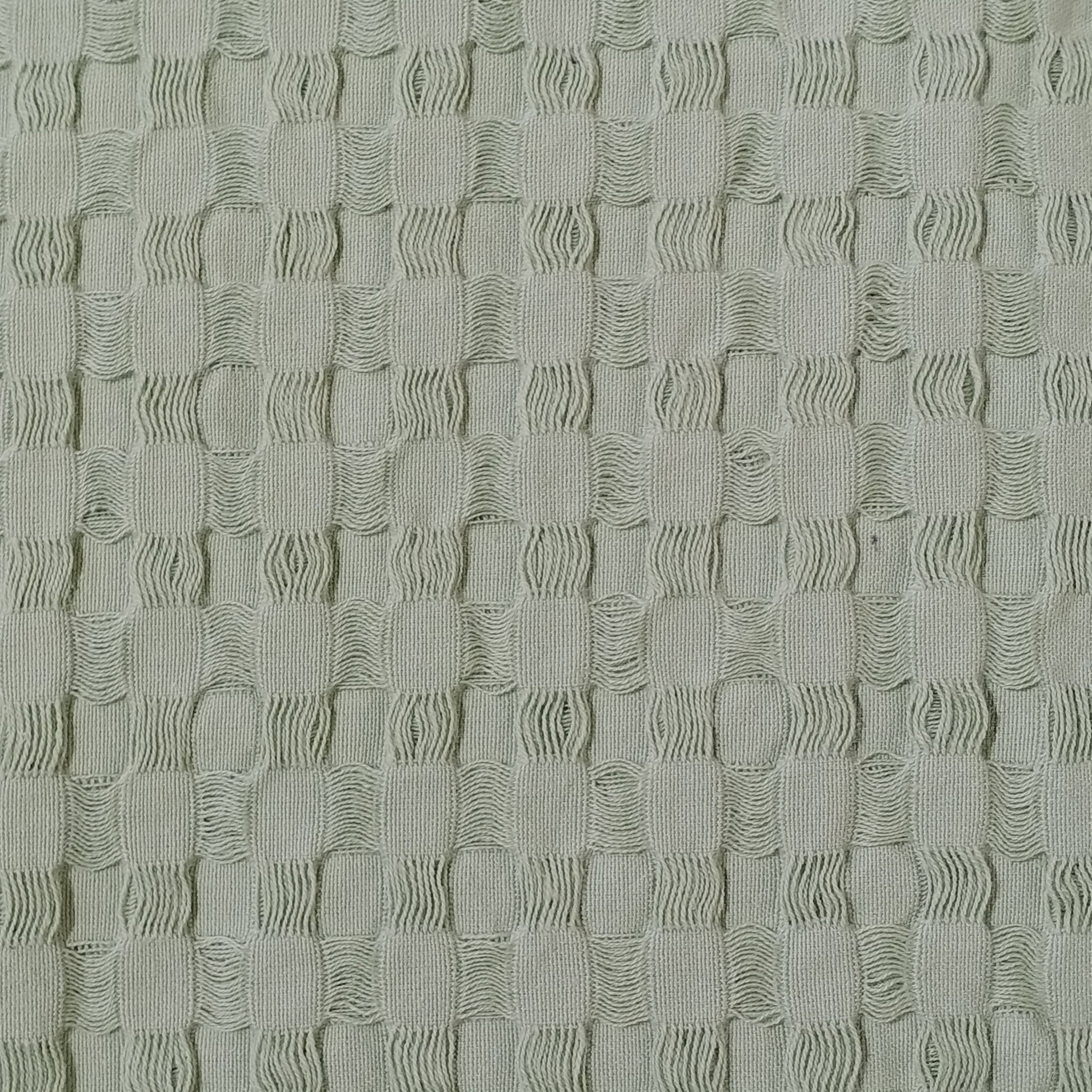OLIVIA ROCCO Sage Green Checked Throw Blanket – 100% Cotton Bedspread
