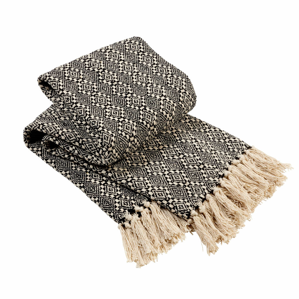 OLIVIA ROCCO Recycled Cotton Throw Blanket – Casablanca Check Sofa Throw