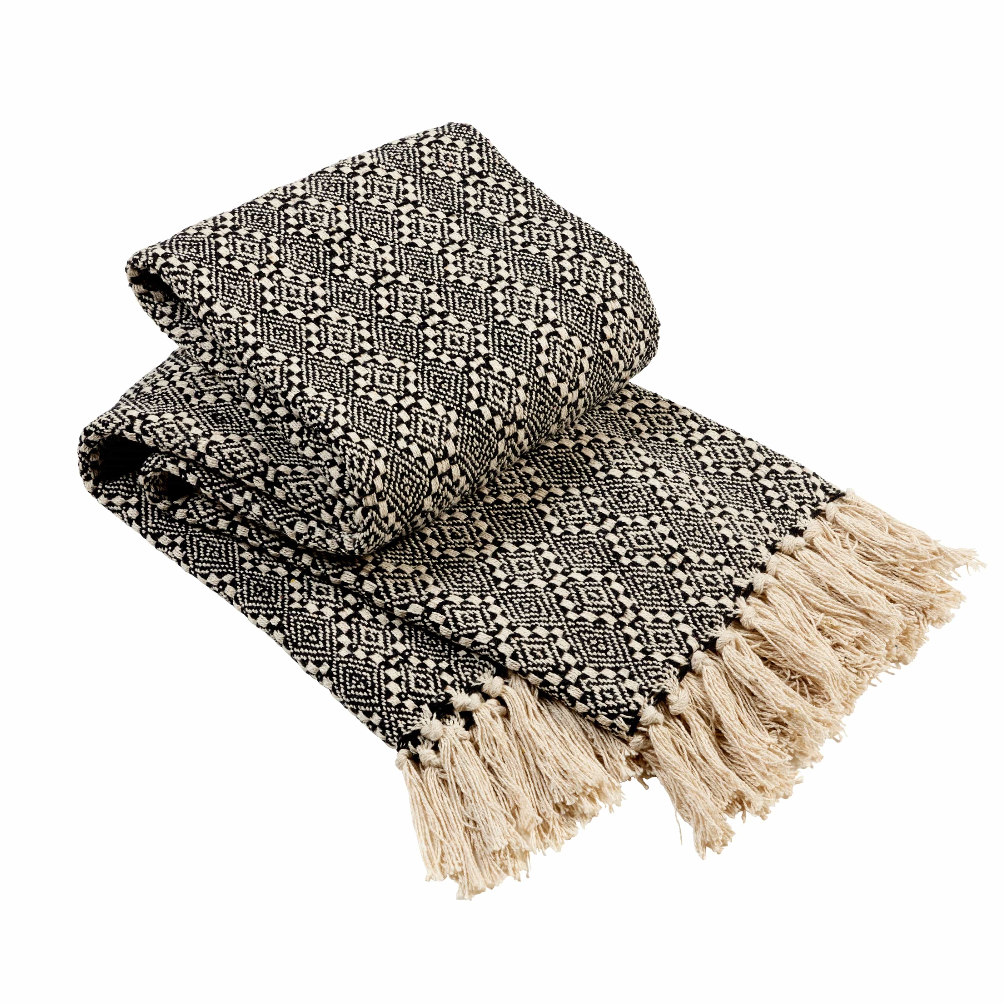 OLIVIA ROCCO Recycled Cotton Throw Blanket – Casablanca Check Sofa Throw