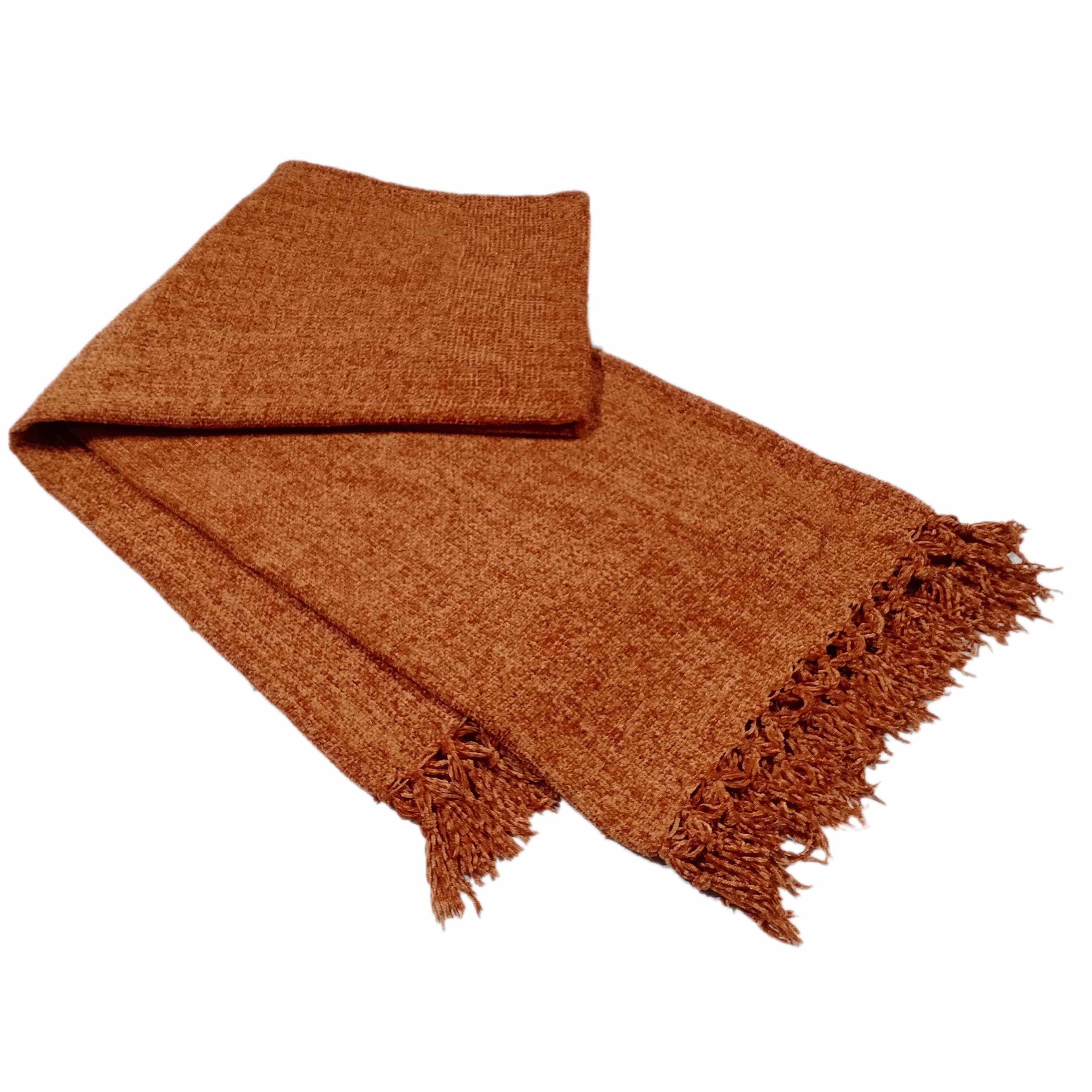 OLIVIA ROCCO Chenille Throw Blanket – Soft Luxury Tassel Sofa Bed Cover