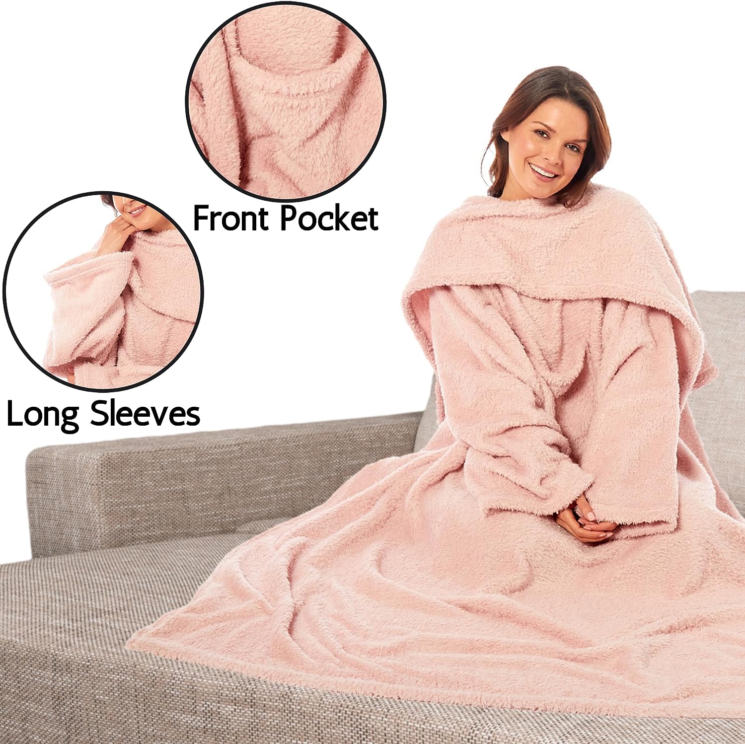OLIVIA ROCCO Wearable TV Blanket – Ultra Soft Fleece Snuggle Throw with Sleeves