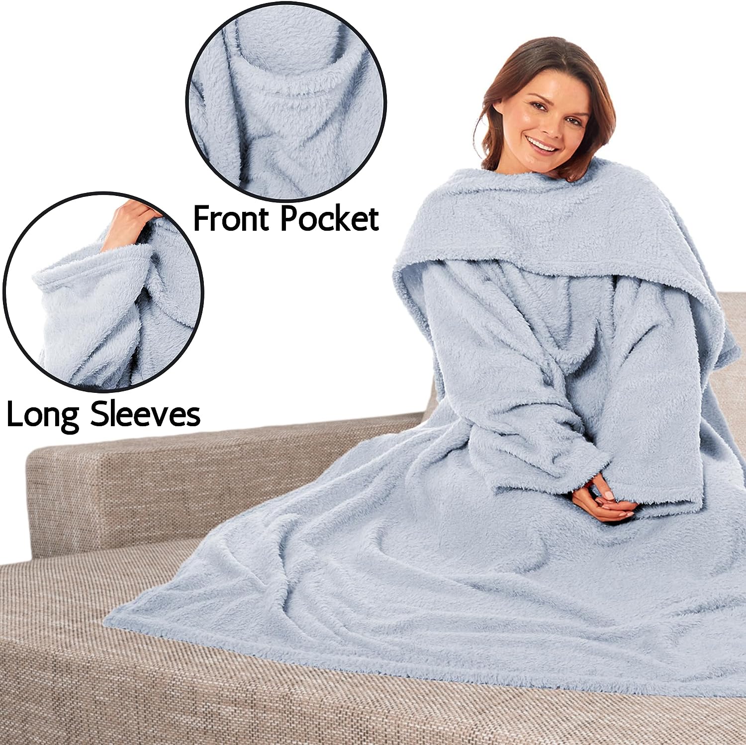 OLIVIA ROCCO Wearable TV Blanket – Ultra Soft Fleece Snuggle Throw with Sleeves