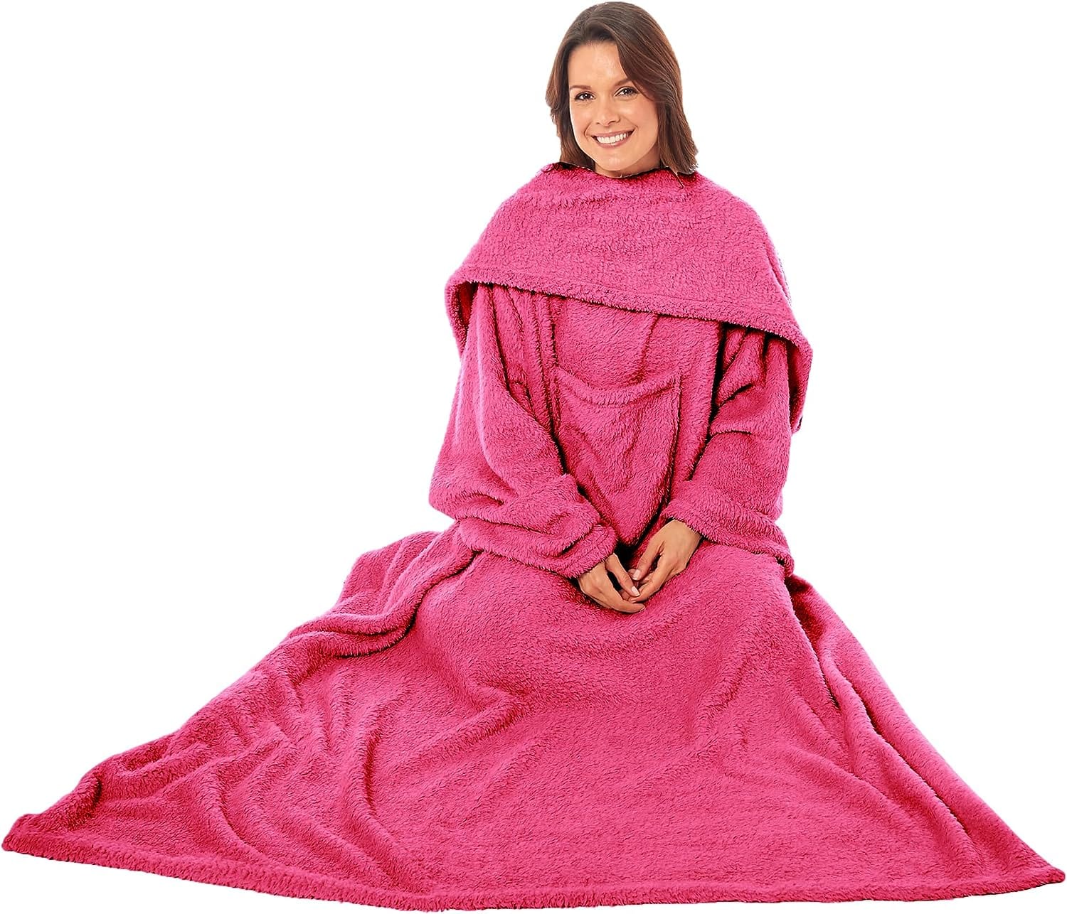 OLIVIA ROCCO Wearable TV Blanket – Ultra Soft Fleece Snuggle Throw with Sleeves