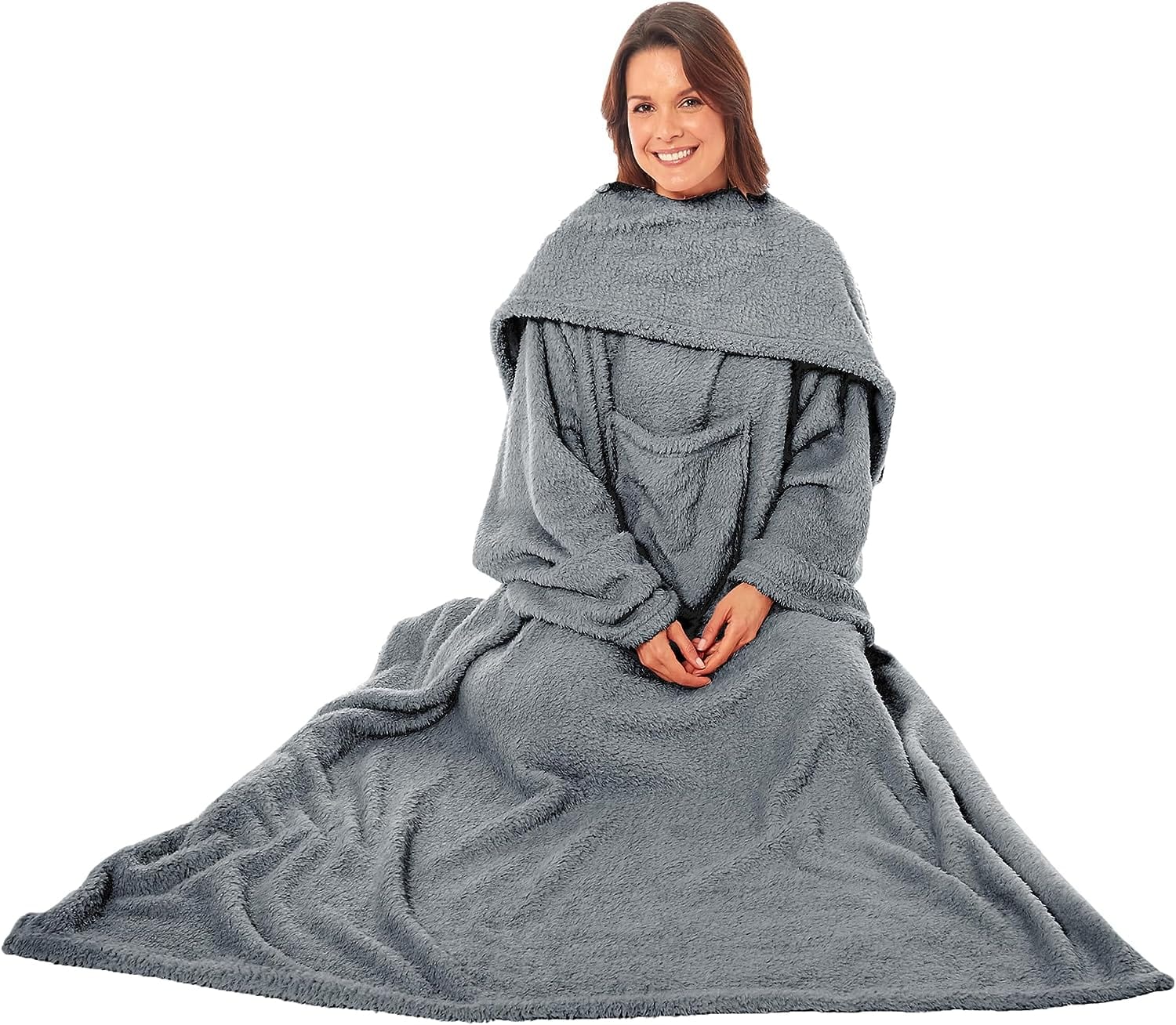 OLIVIA ROCCO Wearable TV Blanket – Ultra Soft Fleece Snuggle Throw with Sleeves