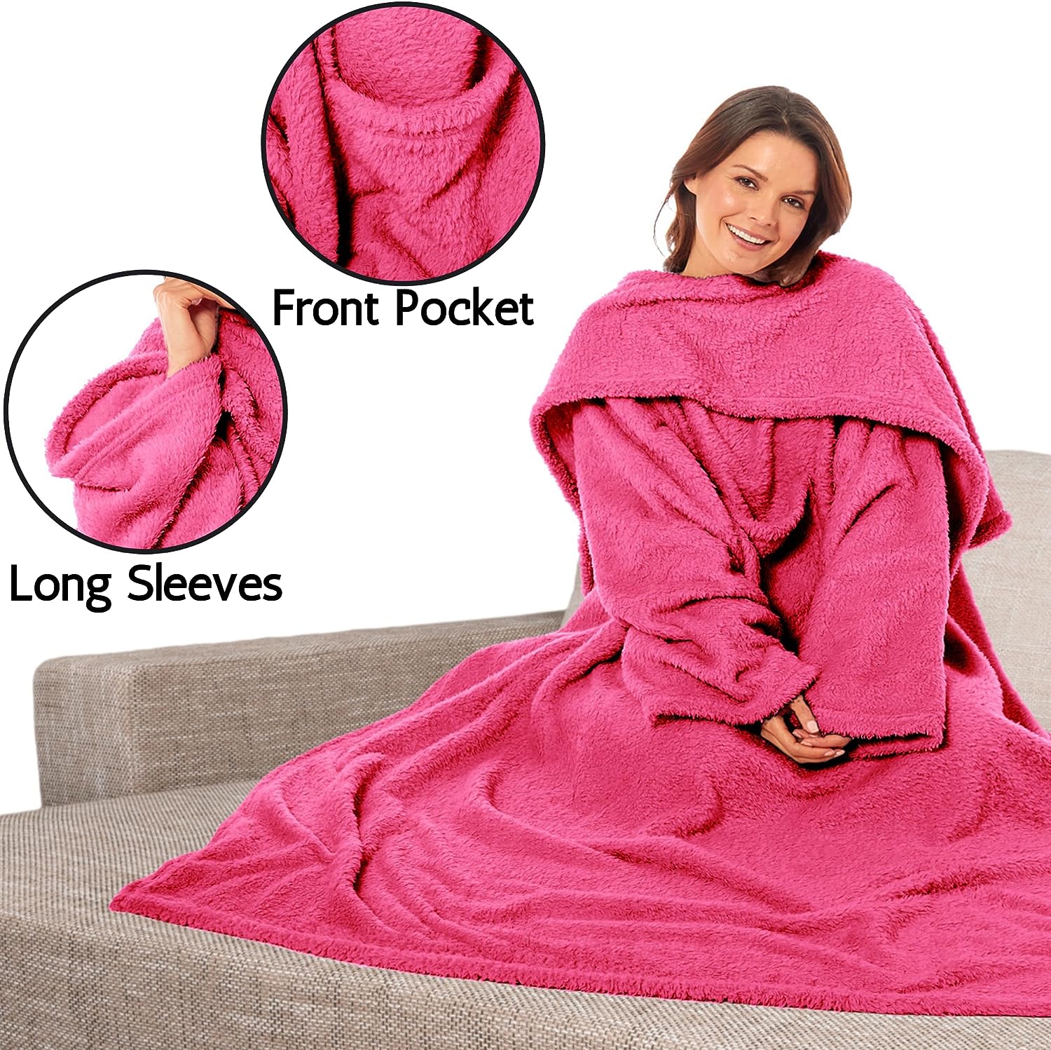 OLIVIA ROCCO Wearable TV Blanket – Ultra Soft Fleece Snuggle Throw with Sleeves