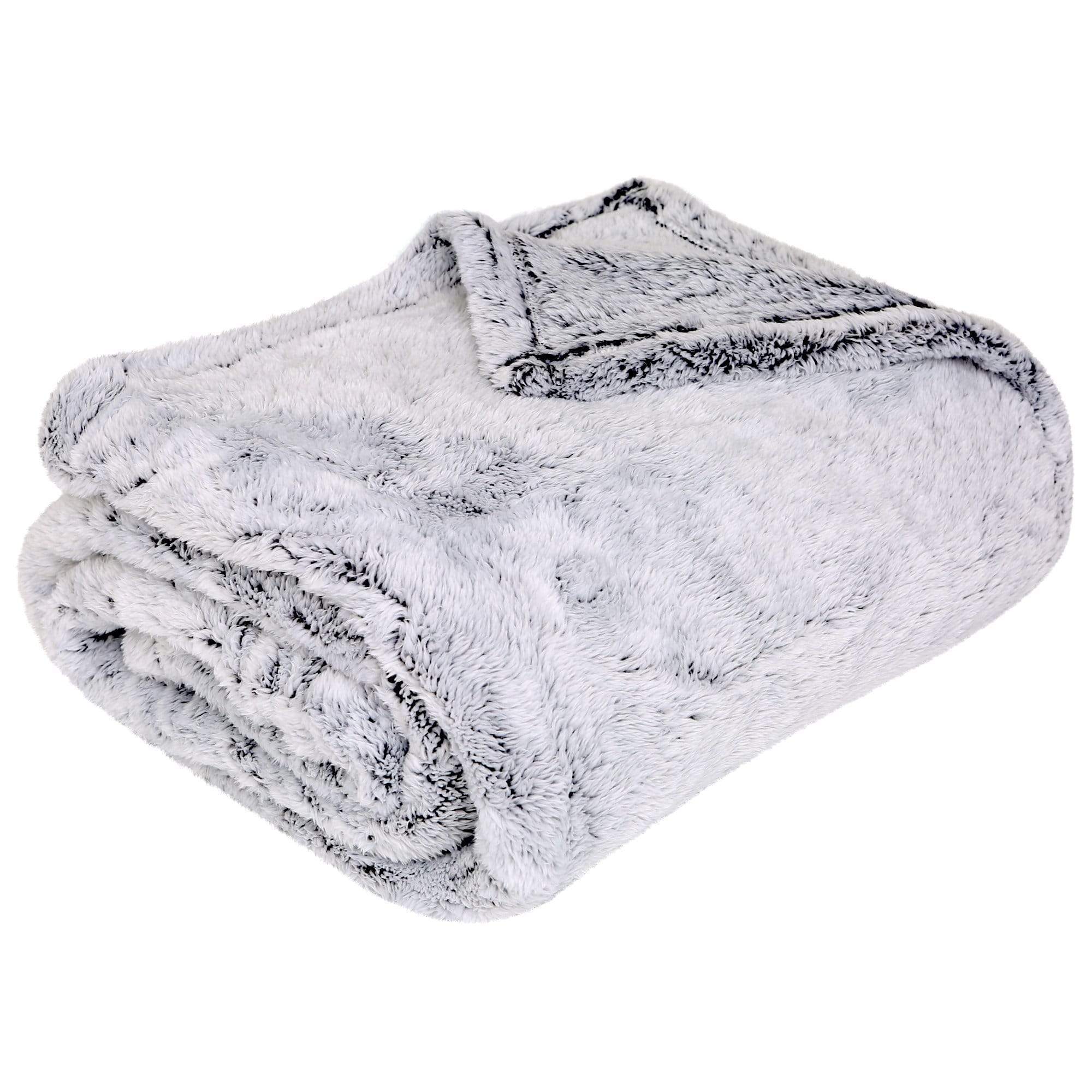 OLIVIA ROCCO Shimmer Fleece Throw Blanket – Grey Oversized Soft Plush