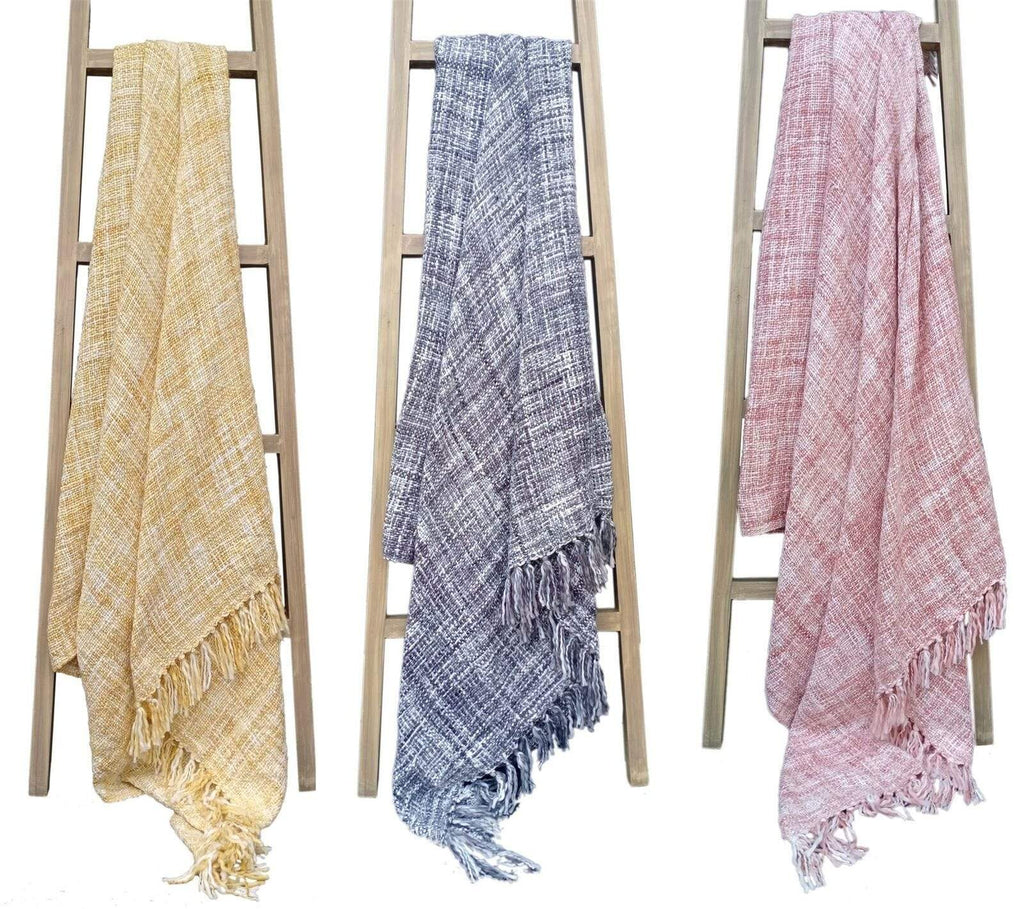 OLIVIA ROCCO Chenille Throw – Soft Tasselled Acrylic Blanket 130x170cm