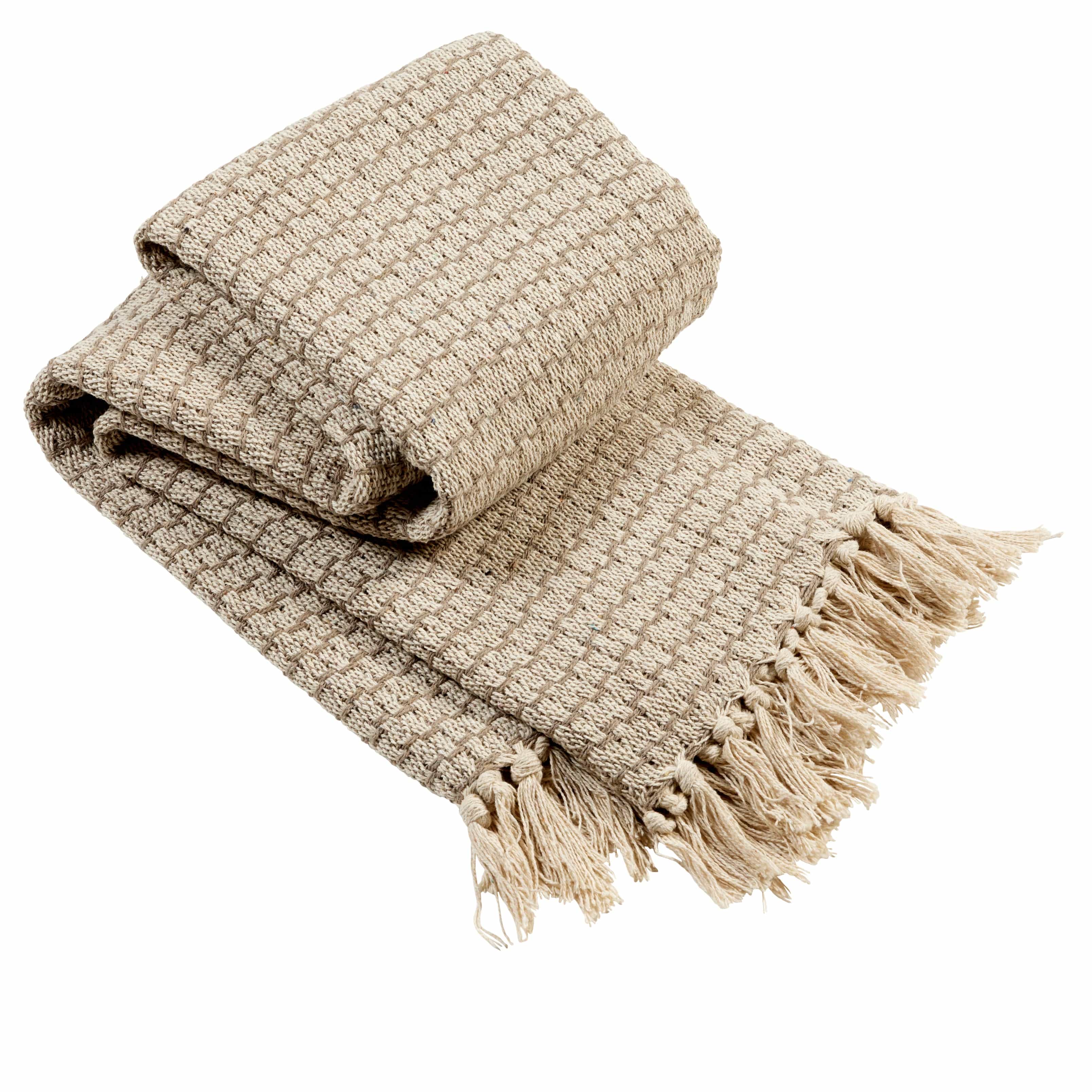 OLIVIA ROCCO Recycled Cotton Throw – Soft Lightweight Tassel Blanket