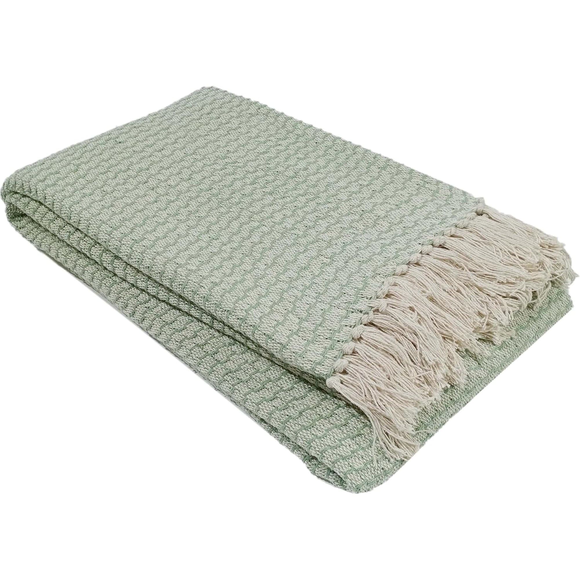 OLIVIA ROCCO Recycled Cotton Throw – Soft Lightweight Tassel Blanket