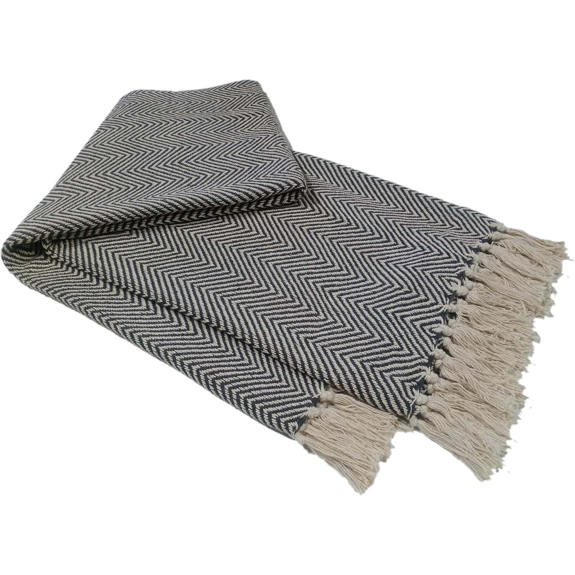 OLIVIA ROCCO Recycled Cotton Throw – Soft Lightweight Tassel Blanket