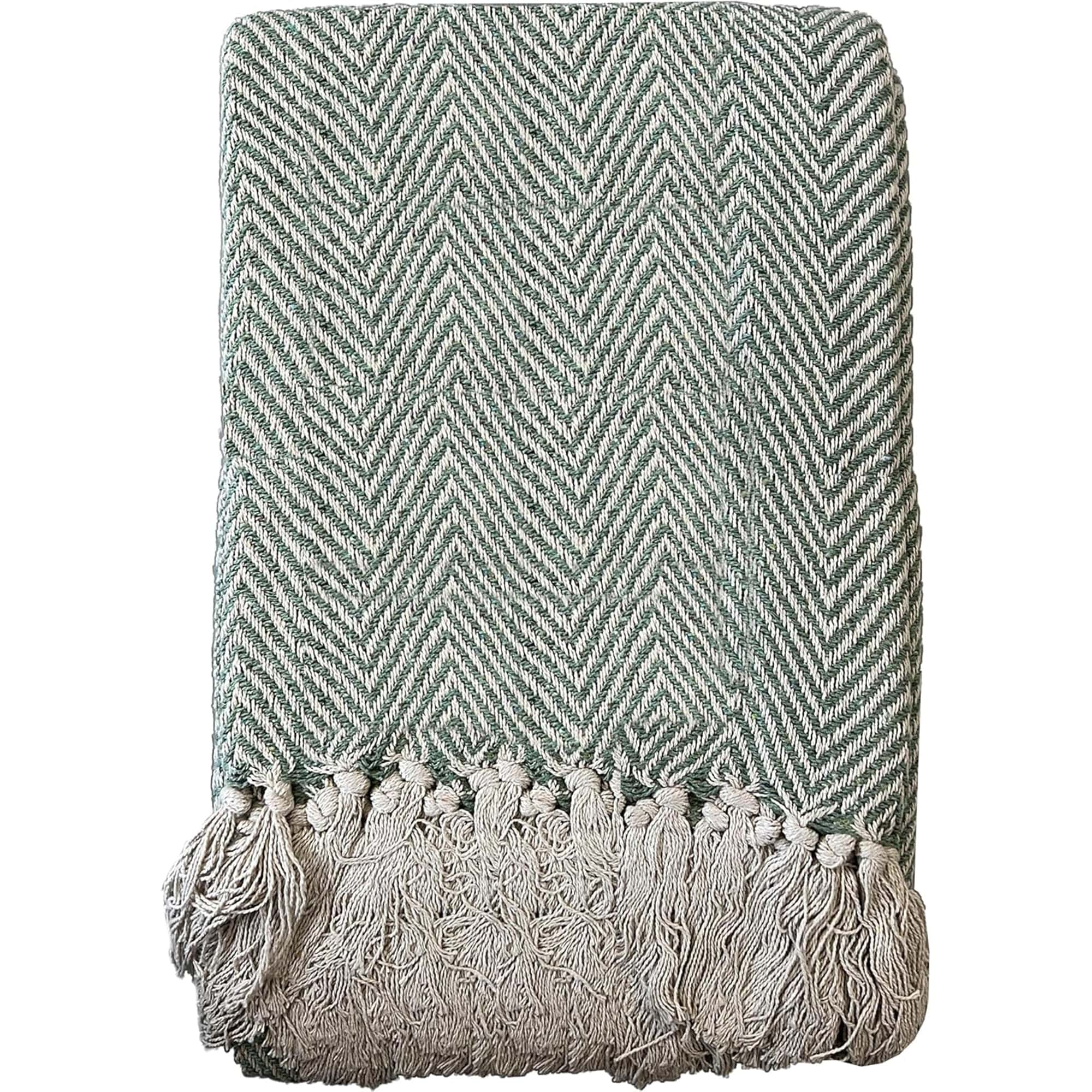 OLIVIA ROCCO Recycled Cotton Throw – Soft Lightweight Tassel Blanket