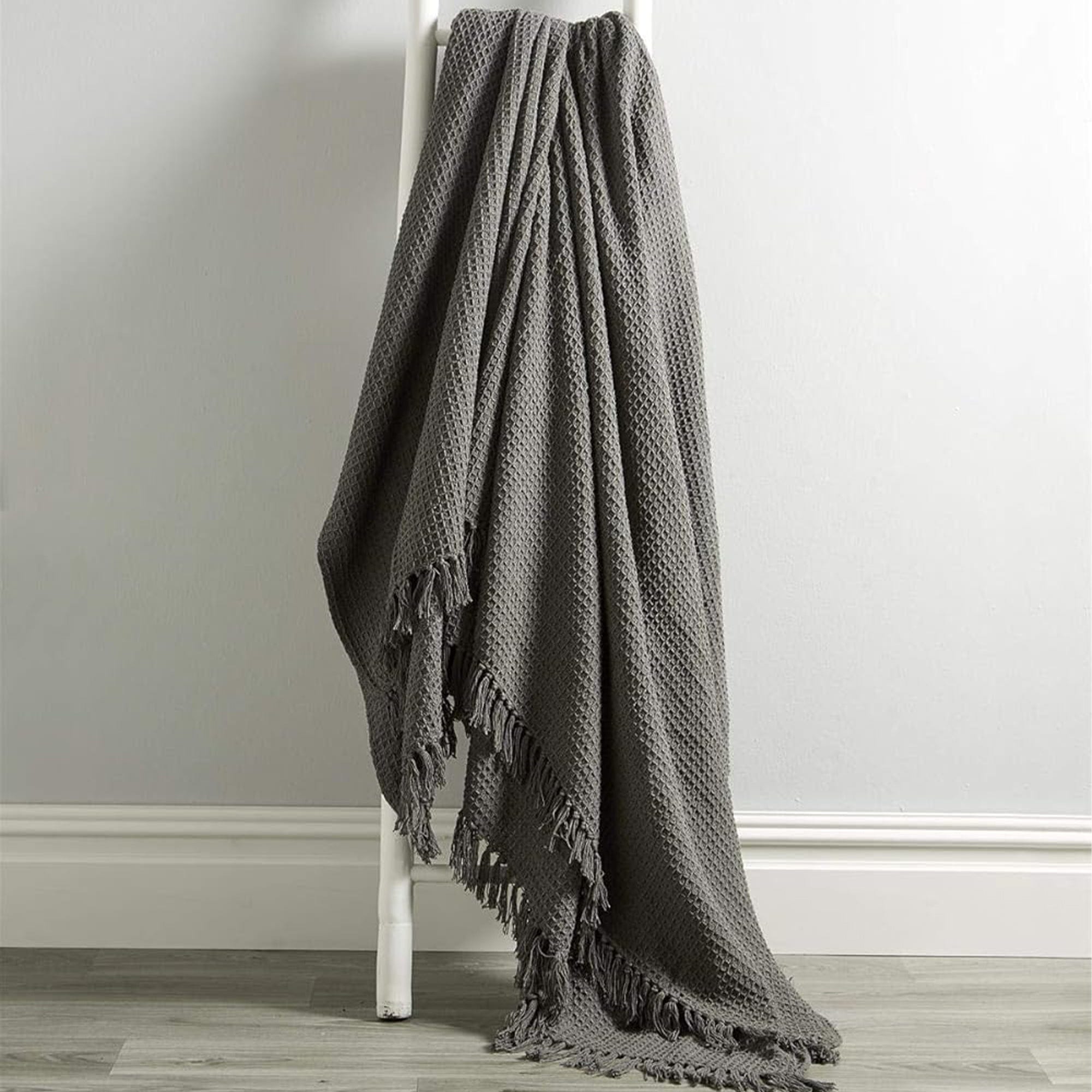 OLIVIA ROCCO Recycled Cotton Throw – Soft Lightweight Tassel Blanket