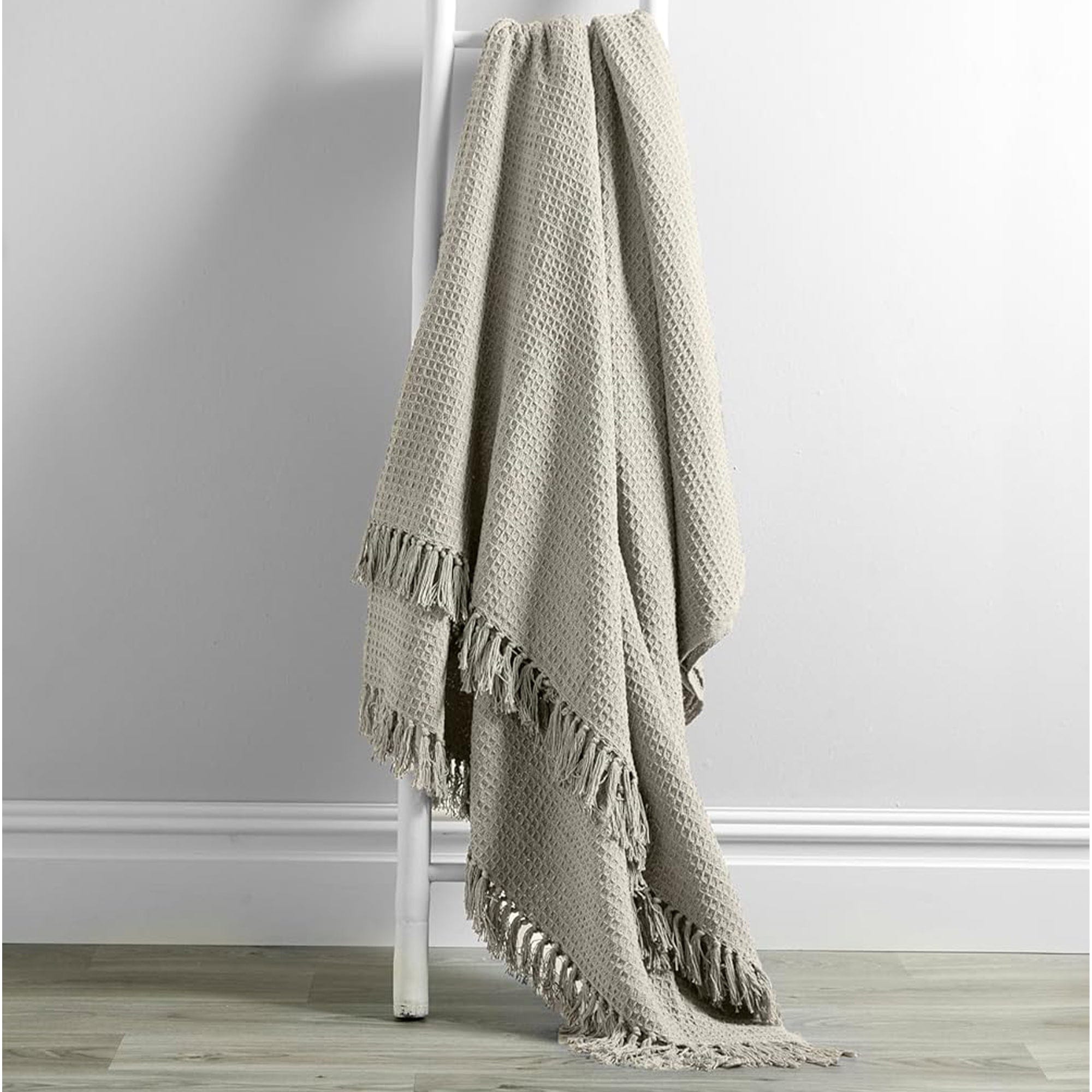 OLIVIA ROCCO Recycled Cotton Throw – Soft Lightweight Tassel Blanket